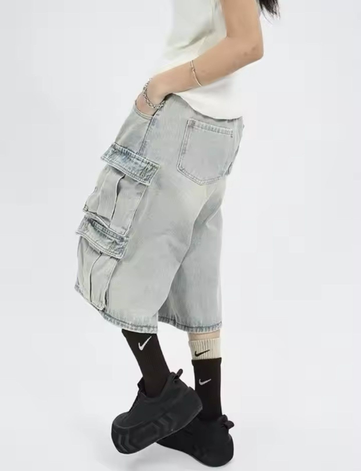 Jean × Vintage American Style Multi Pocket Denim Shorts Size US 27 - 4 Thumbnail
