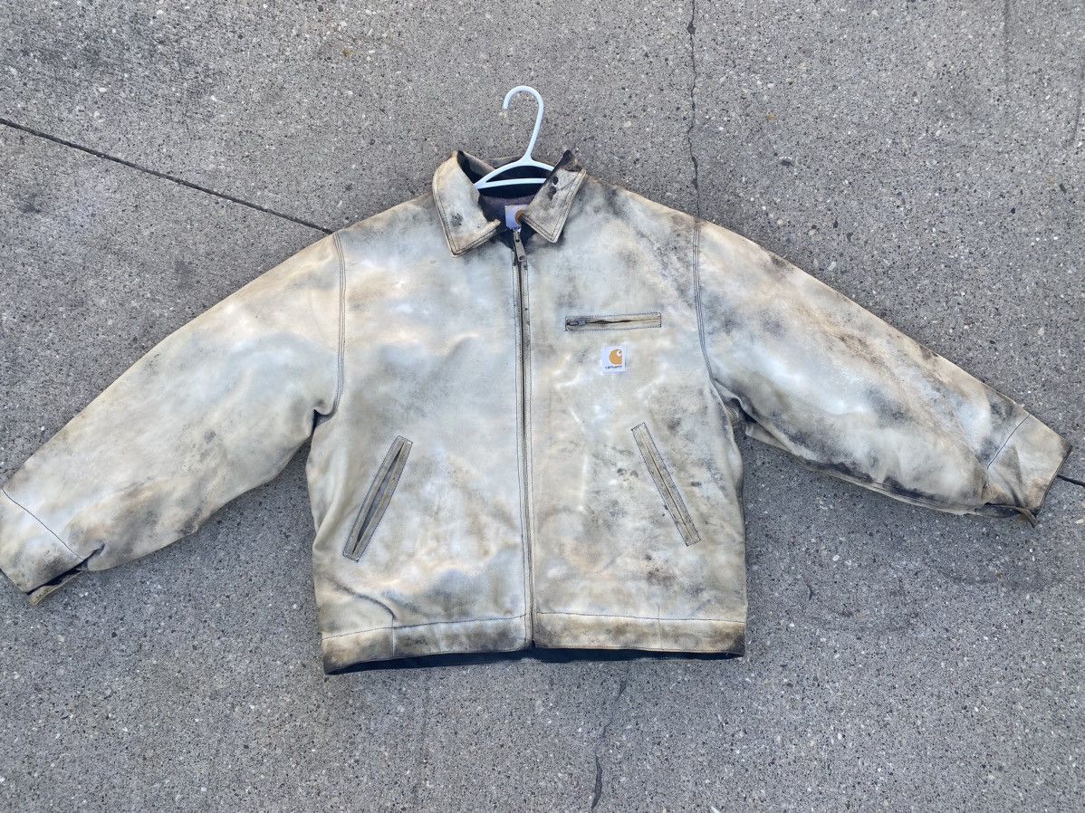 image of Faded Blanket Lined Carhartt Jacket in Black/White, Men's (Size Large)