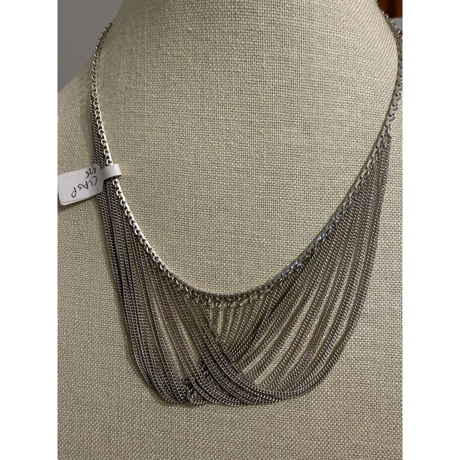 Other Vintage Multi Strand Silver Tone Necklace 16” 23g clasp 925 Size ONE SIZE - 1 Thumbnail