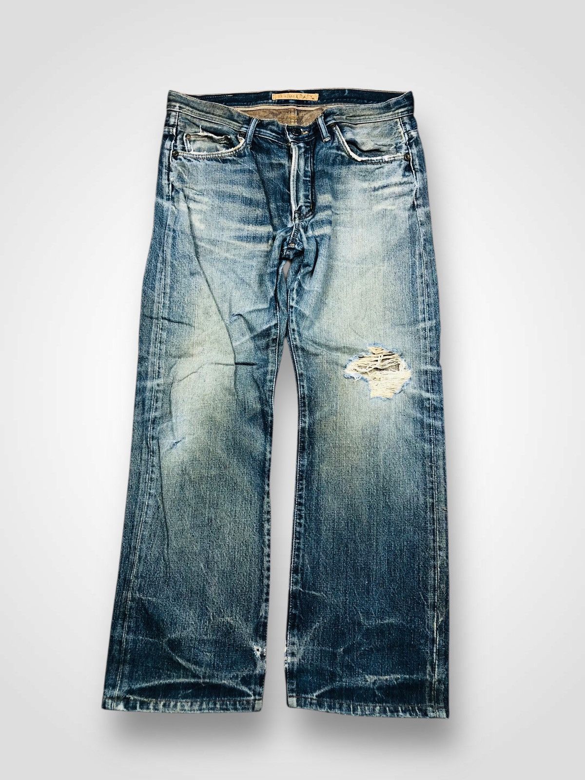 Japanese Brand Denim Craft Distressed Jeans (33) Size US 33 - 1 Thumbnail