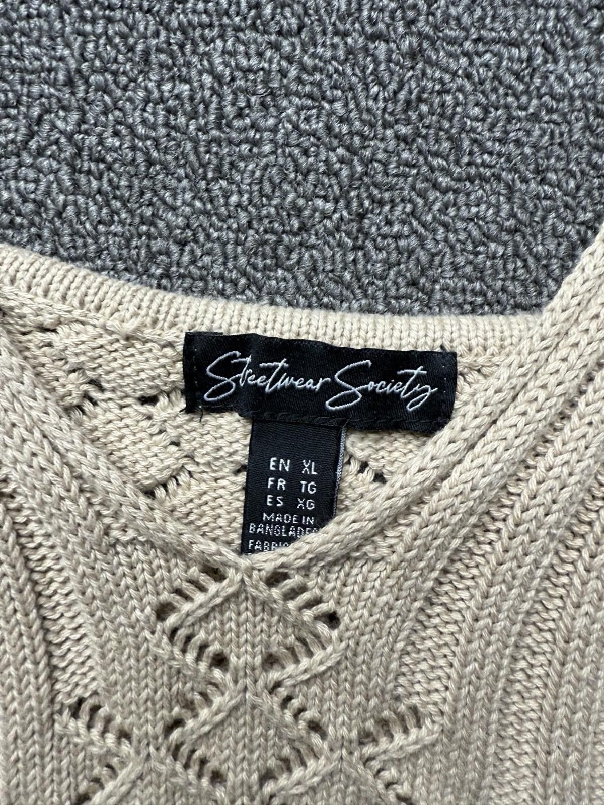 Other Streetwear Society Tan Crochet Crop Top Boho Shirt XL Size XL / US 12-14 / IT 48-50 - 3 Thumbnail