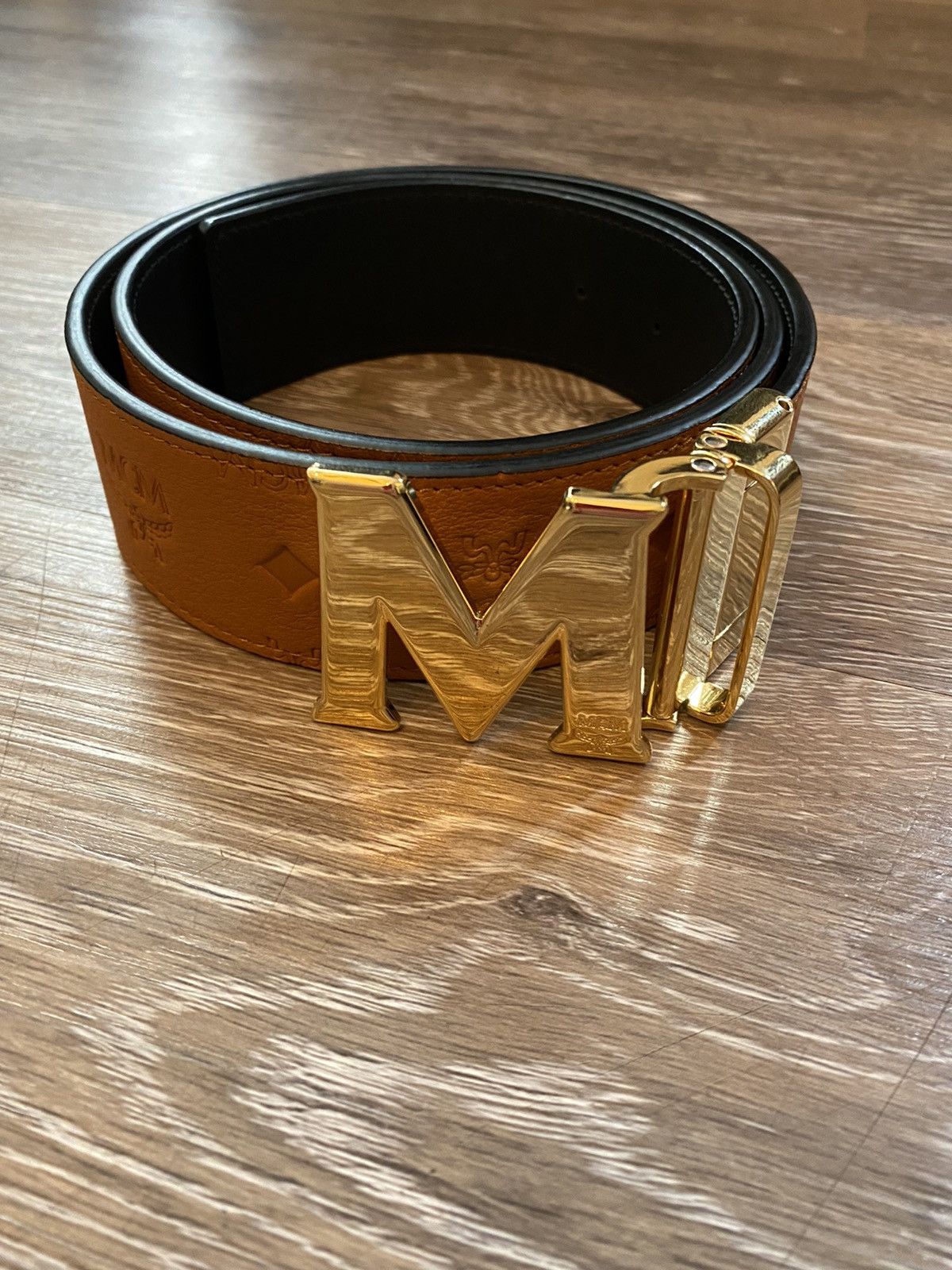 MCM MCM Ghost Engraving Cognac Gold Buckle SS23 Size 34 - 3 Thumbnail