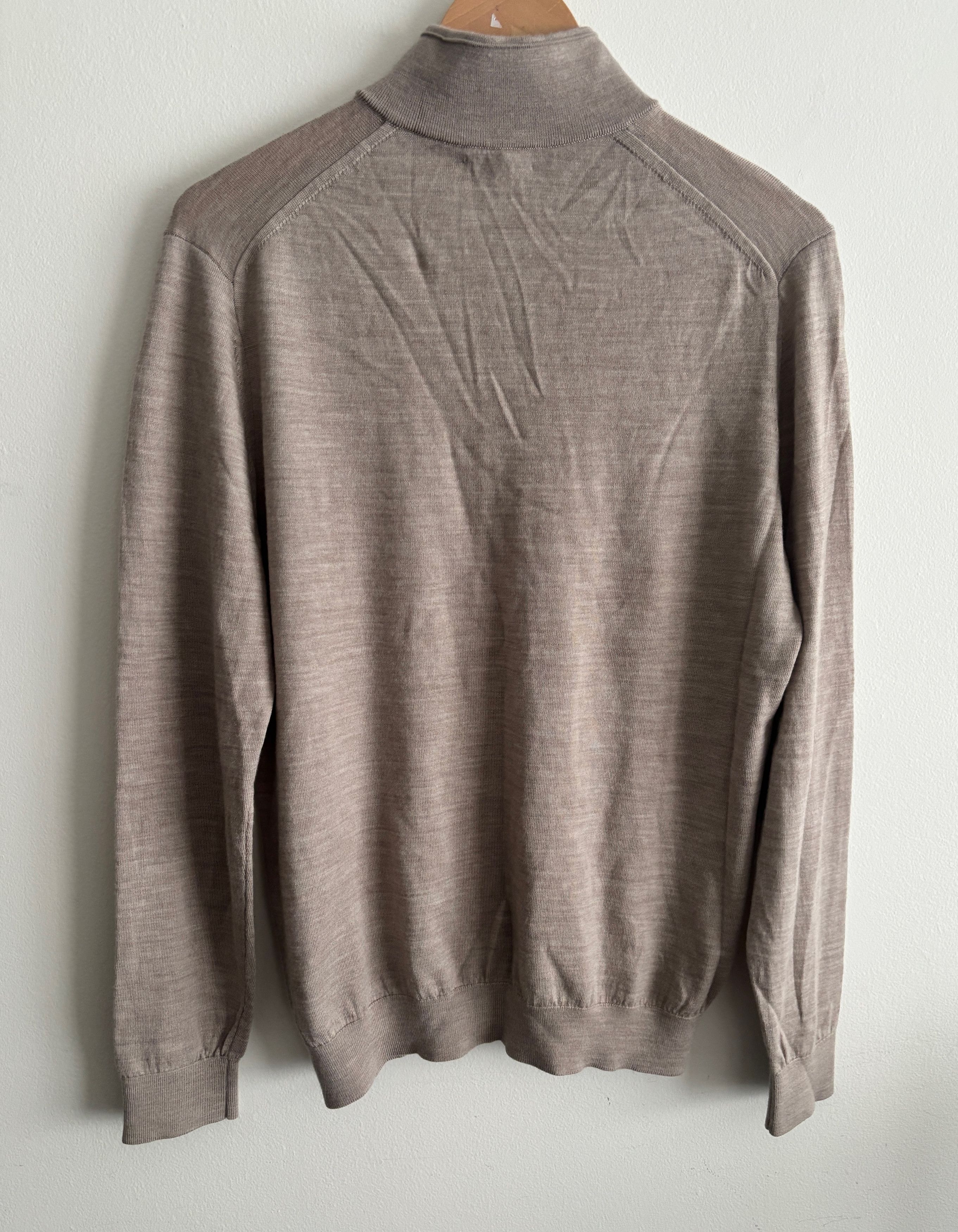 Reiss $150 Reiss Oatmeal Merino Wool Quarter Zip Sweater - Medium Size US M / EU 48-50 / 2 - 9 Thumbnail