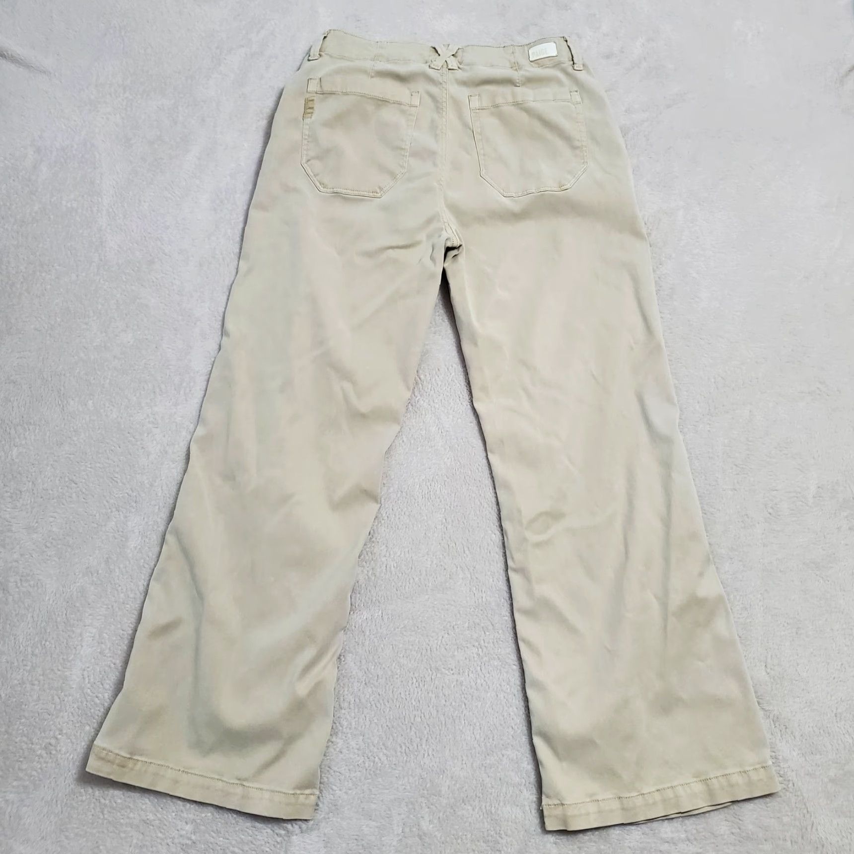 Paige Paige Pants Women 27 Beige Mid Rise Wide-Leg Drawstring Stretch 29X28 Beachy Size 27" / US 4 / IT 40 - 2 Thumbnail