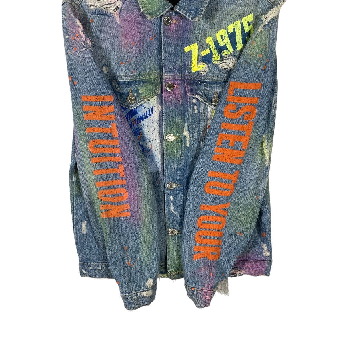 Zara Zara Distressed Denim Trucker Painted Jacket M Size Size US M / EU 48-50 / 2 - 6 Thumbnail