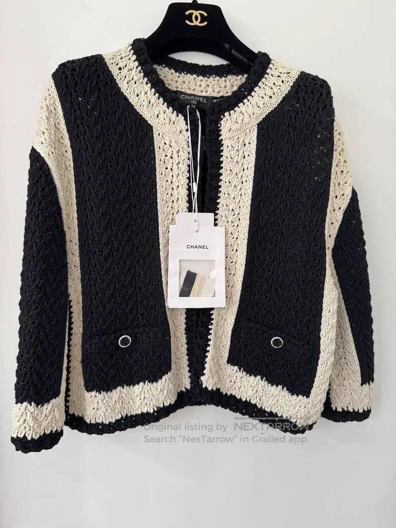 Chanel Chanel Early spring black and white hollow knitted cardiga Size XS / US 0-2 / IT 36-38 - 1 Thumbnail