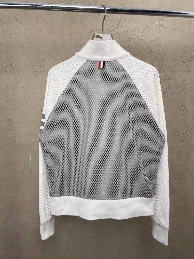 Thom Browne Thom Browne size1 Gray and white mesh zipper jacket Size US S / EU 44-46 / 1 - 2 Thumbnail