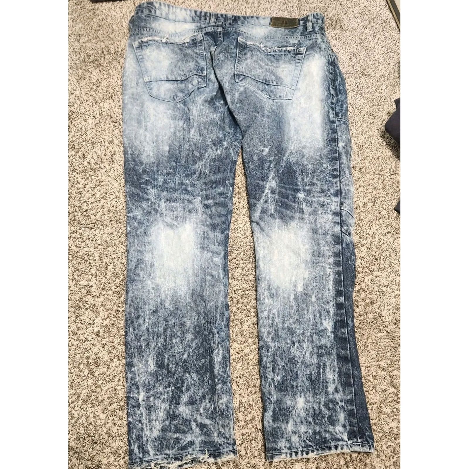Jordan Craig Jordan Craig Mens Jeans 38x32 Legacy Edition Blue Acid Wash Distressed Straight Slim Rock Designer Rockstar Size US 38 / EU 54 - 2 Thumbnail
