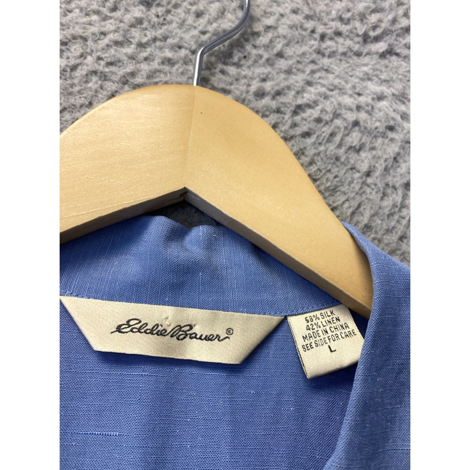 Eddie Bauer Eddie Bauer Women’s Button Shirt L Linen Blend Blue Short Sleeve Casual Business 14828 Size L / US 10 / IT 46 - 2 Thumbnail