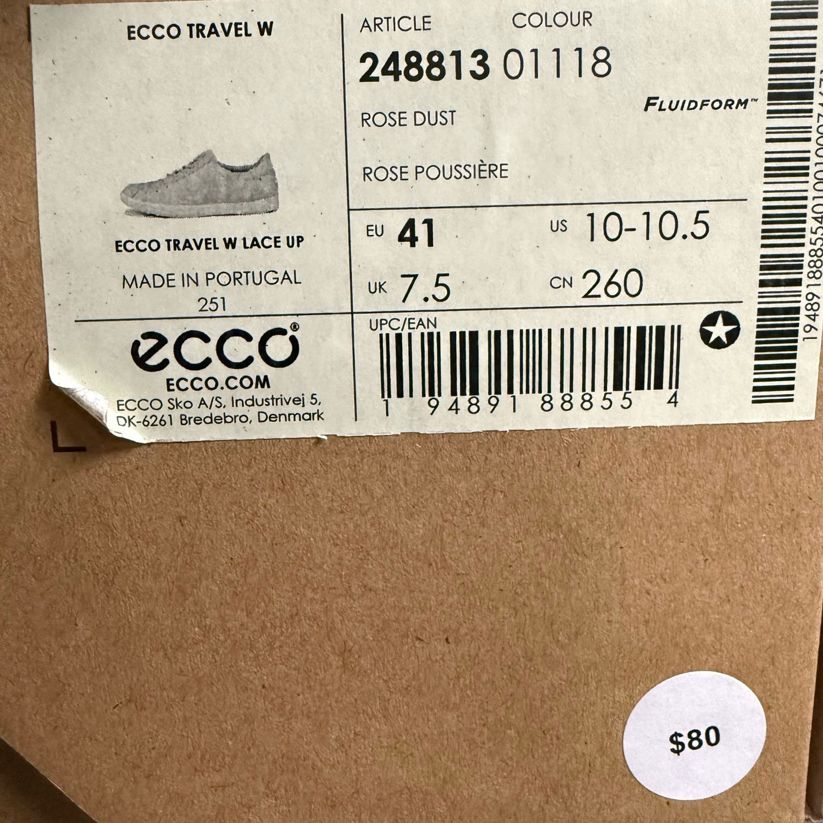 Ecco ECCO WOMEN'S 41 TRAVEL LACE UP SNEAKER ROSE DUST NIB 248813 Size US 10 / IT 40 - 6 Thumbnail