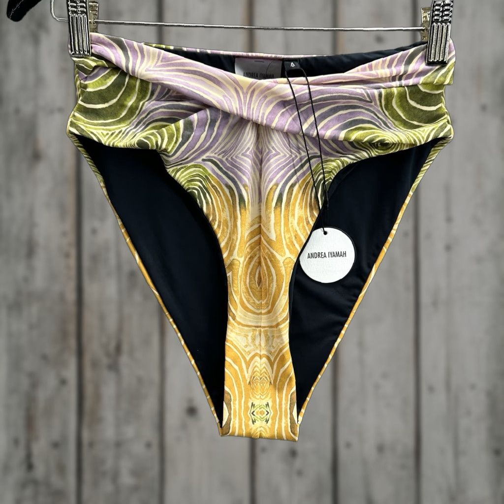 Vintage Andrea Iyamah Akacia Bikini Bottom Womens Small Abstract Woodgrain Print New Size 28" / US 6 / IT 42 - 1 Thumbnail