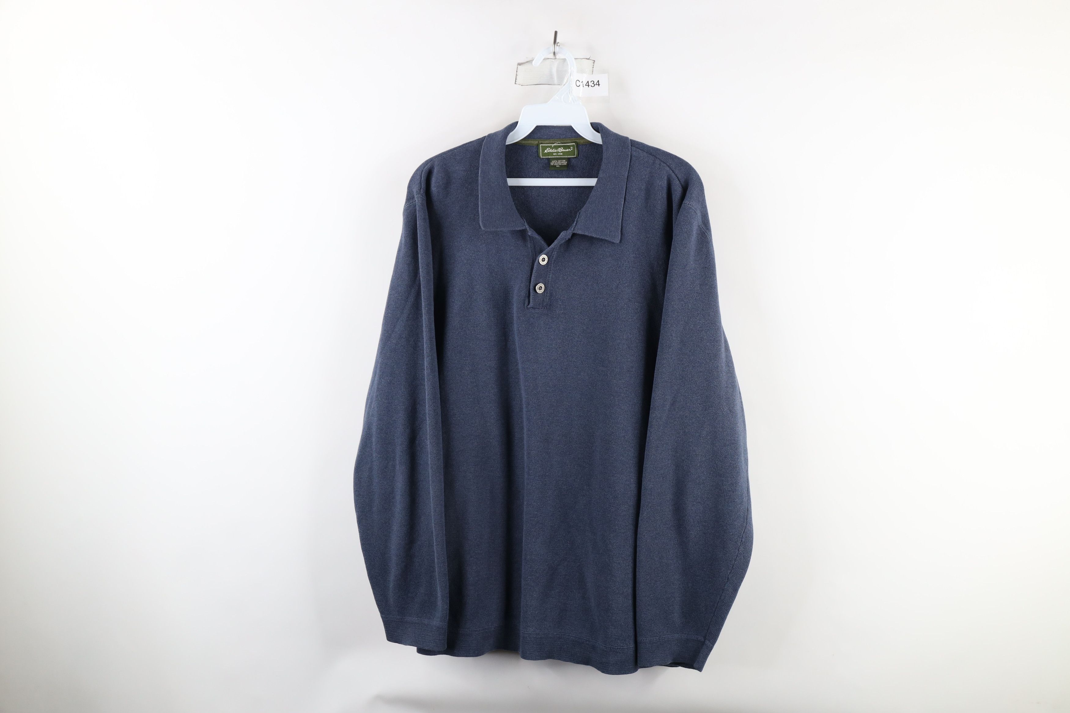 Eddie Bauer × Vintage Vintage Eddie Bauer Cotton Thermal Knit Collared Polo Size US XL / EU 56 / 4 - 1 Thumbnail