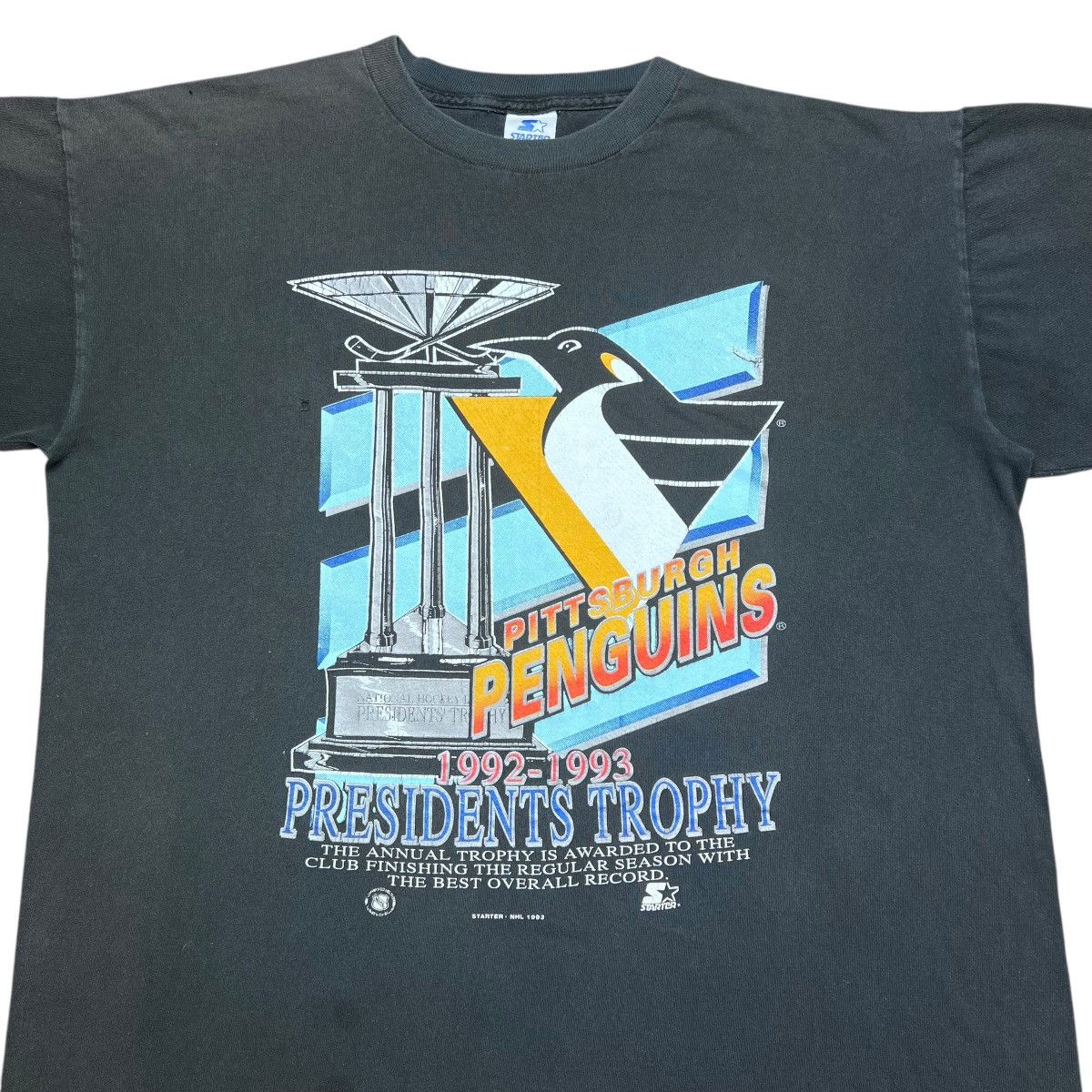 NHL × Starter × Vintage 1993 NHL Pittsburgh Penguins Presidents Trophy Starter Tee Size US XL / EU 56 / 4 - 4 Thumbnail