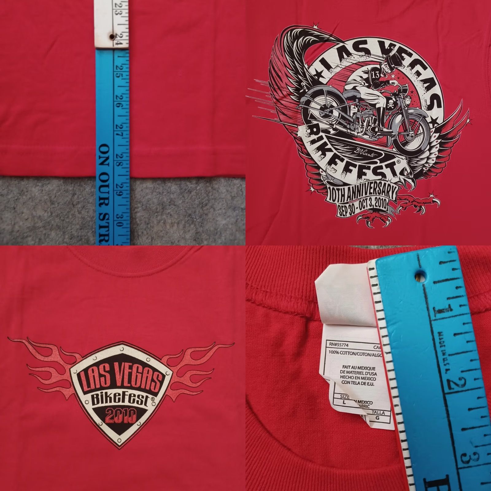 Doublet VINTAGE Las Vegas Bike Fest T Shirt Mens L Red 10th Anniversary Double Side Logo 2010 Size US L / EU 52-54 / 3 - 8 Thumbnail