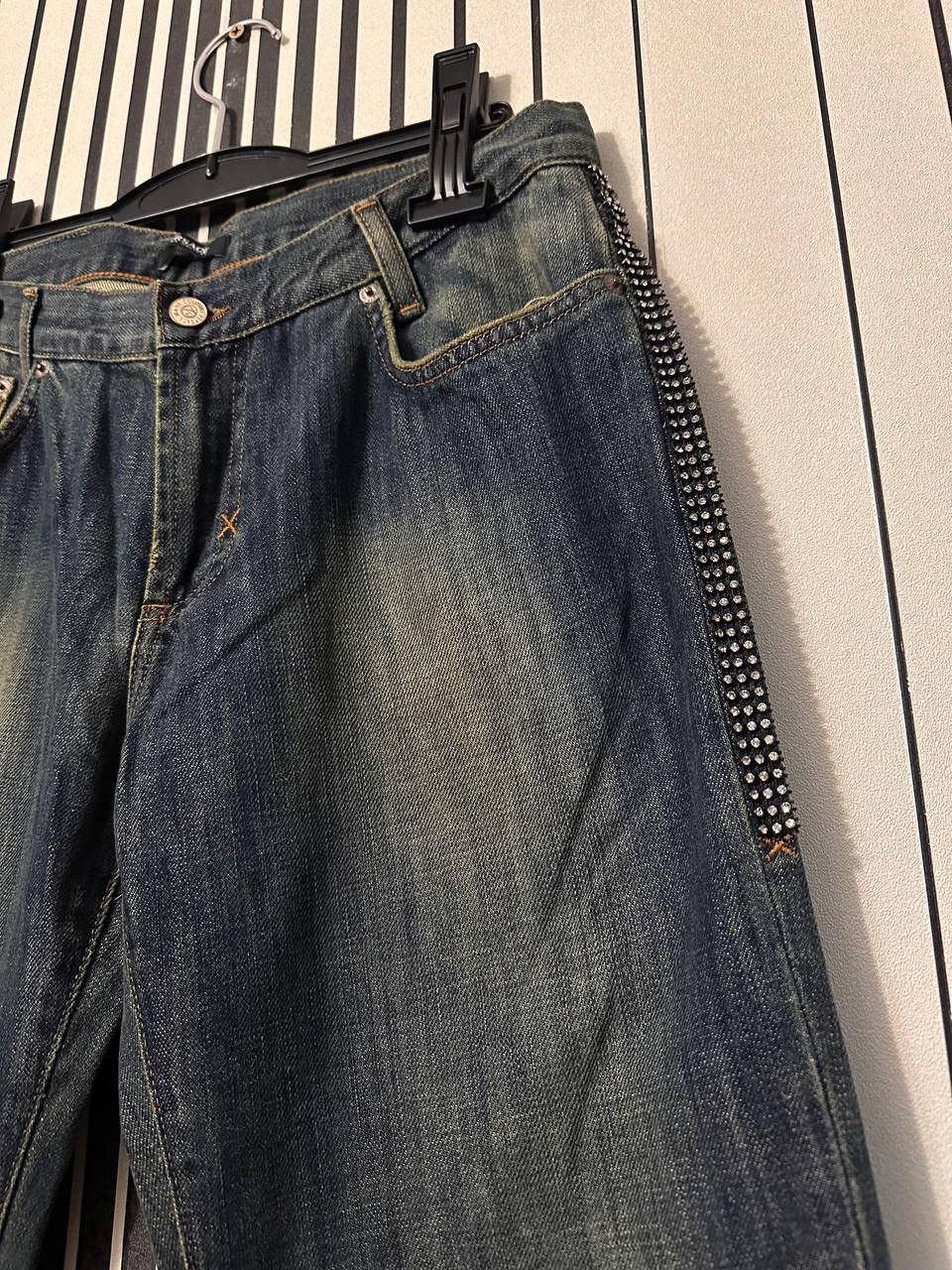 Versace × Vintage 2006 Versace Y2k “Crystals” Faded Denim Pants Size US 31 - 4 Thumbnail