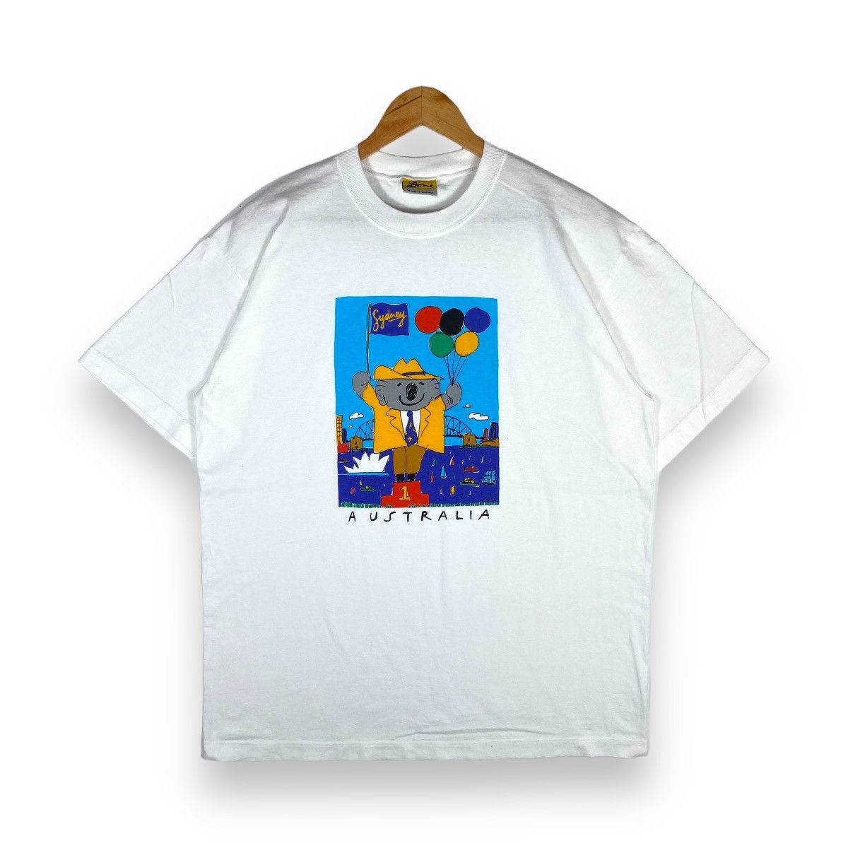 image of Vintage 90's Ken Done Australia Koala Sydney Art Tee in White, Men's (Size Large)