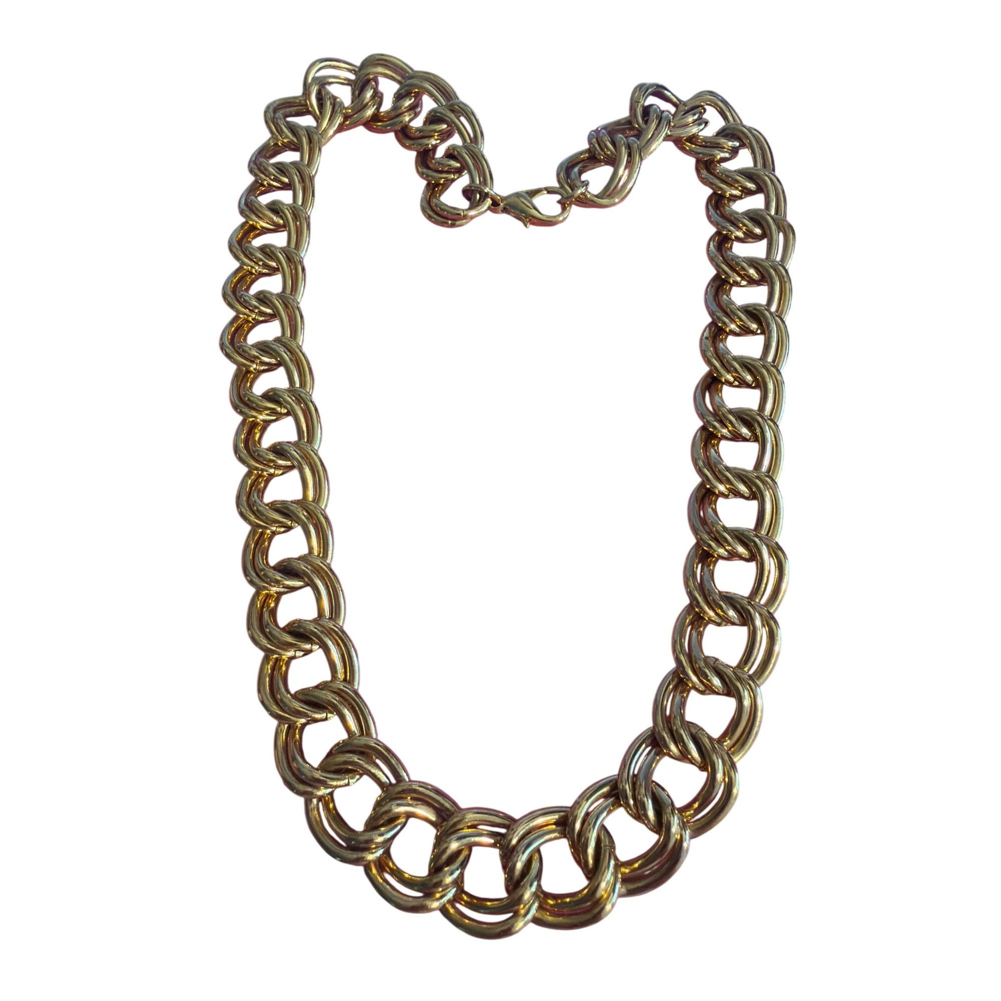 Other Vintage Gold Tone Double Link Chunky Chain Statement Necklac Size ONE SIZE - 3 Thumbnail