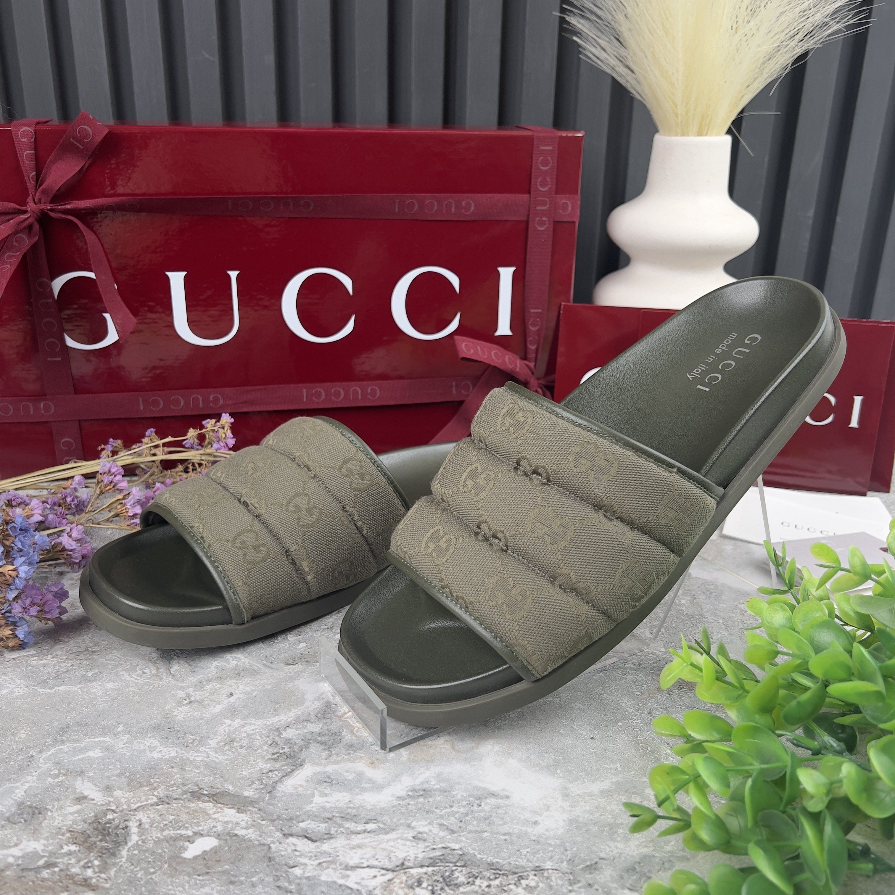 Gucci Gucci GG Monogram Quilted Slide Sandals Canvas Fabric Size US 7.5 / EU 40-41 - 3 Thumbnail