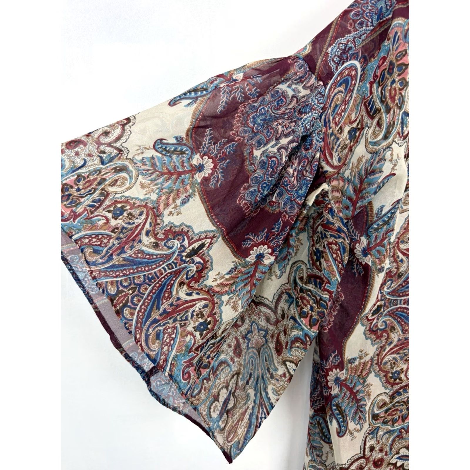 Layer 8 UMGEE Burgundy Floral Kimono Womens S Kimono Lightweight Open Boho Casual Color Red Size S / US 4 / IT 40 - 4 Thumbnail
