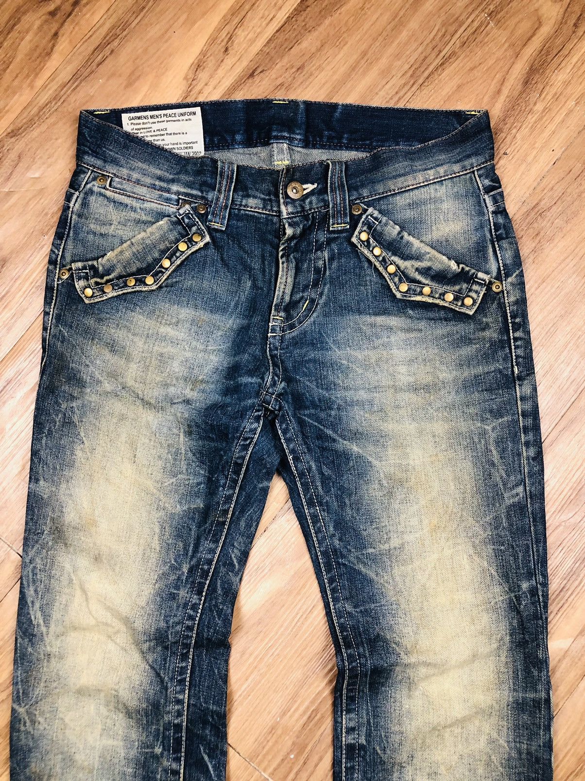 If Six Was Nine Rock Wood Distress Jeans (36) Size US 32 / EU 48 - 3 Thumbnail