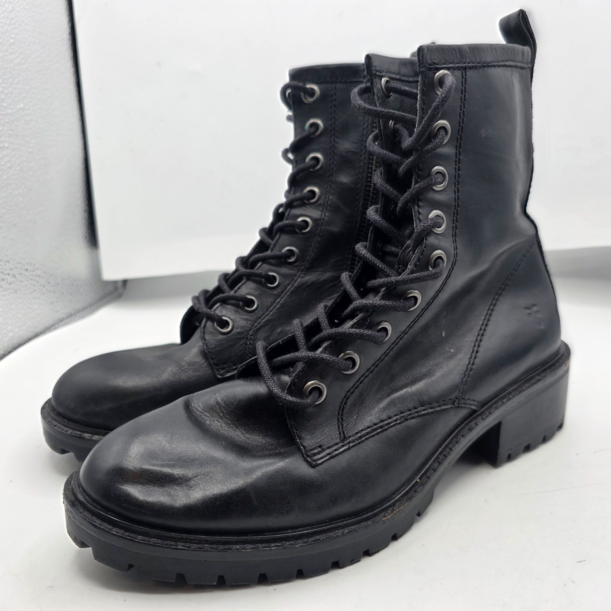 Frye Frye Foster Lace Up Combat Boots Womens Size 7 Black Party G Size US 7 / IT 37 - 3 Thumbnail