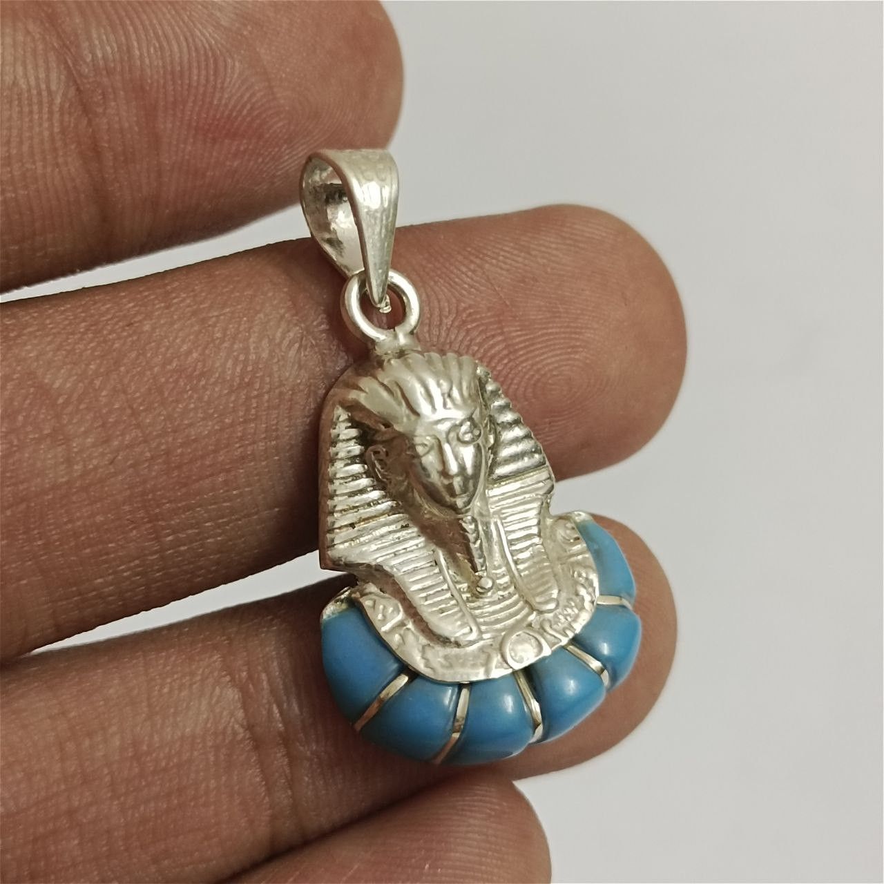 Sterling Silver 925 Sterling Silver Egyptian Pharaoh pendant turquoise Size ONE SIZE - 6 Thumbnail