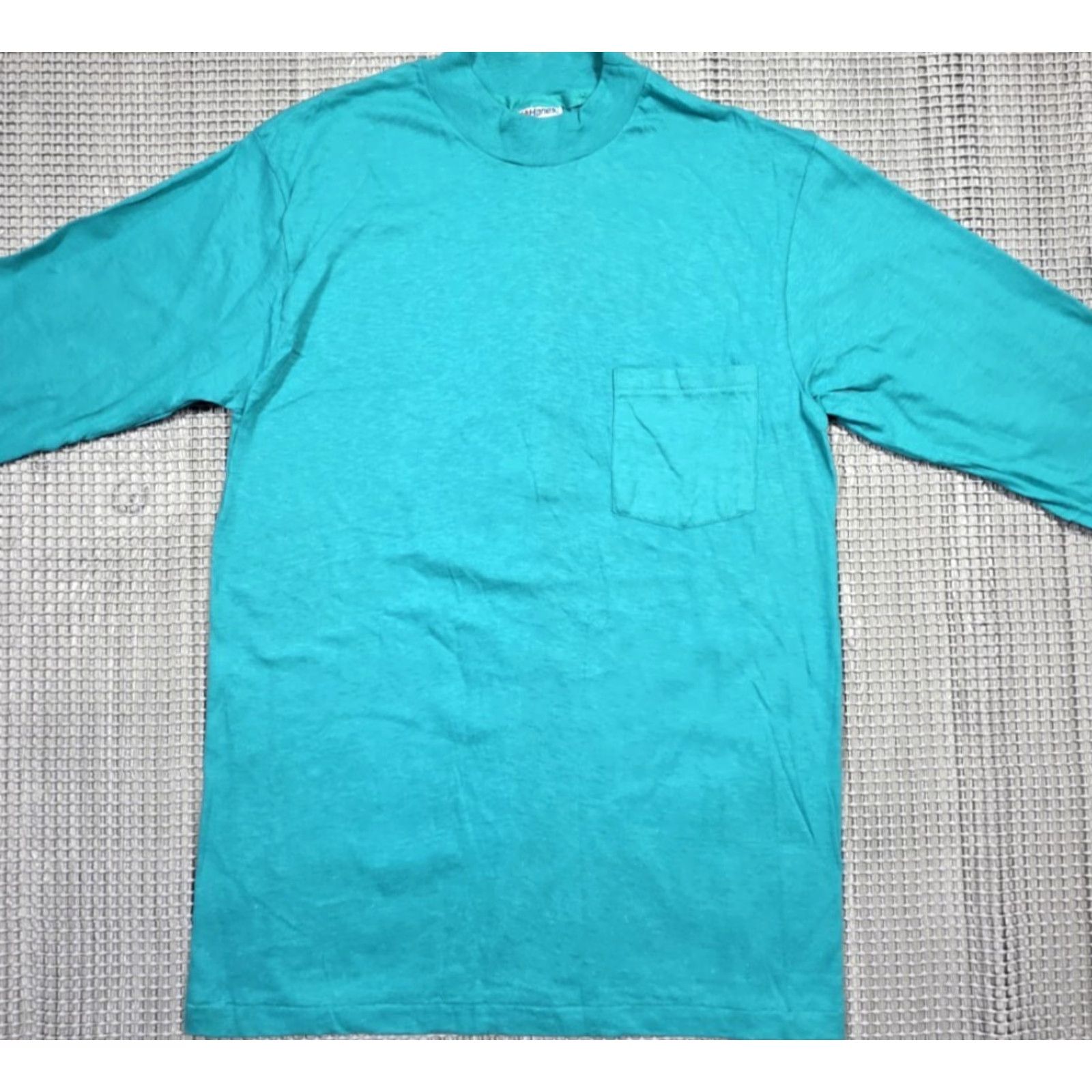 Hanes Hanes Beefy-T T-Shirt M USA Long Sleeve Vintage 90s Teal Green Crew Neck Size US M / EU 48-50 / 2 - 4 Thumbnail