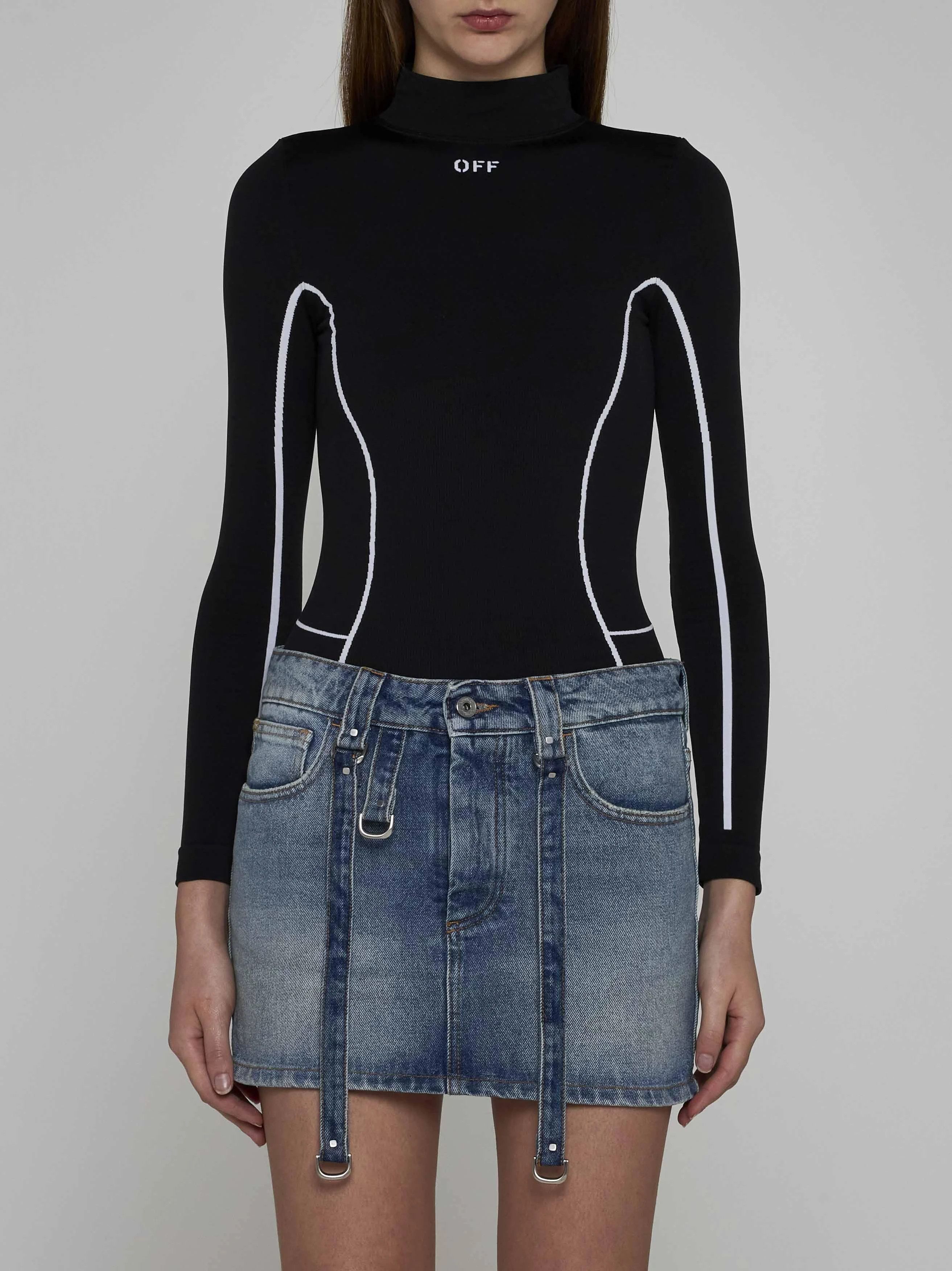 Off-White o1s22i1n0824 Denim Mini Straps Skirt in Blue Size 28" / US 6 / IT 42 - 3 Thumbnail