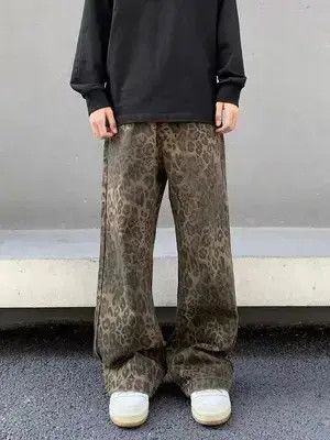 Japanese Brand Vintage Brown Leopard Print Straight Leg Micro Jeans Size US 32 / EU 48 - 2 Thumbnail