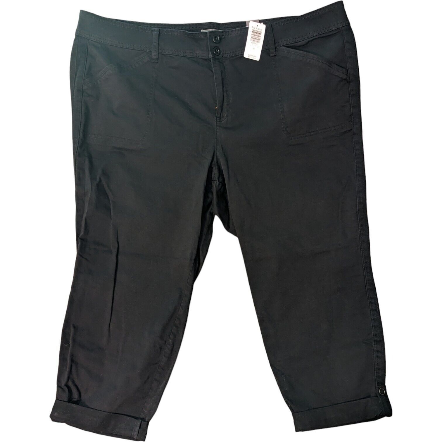 Torrid Torrid Black Capri 4 Pocket Pants Buttoned 1 Inch Cuff Sz 28 Size 42" / US 20 - 1 Thumbnail