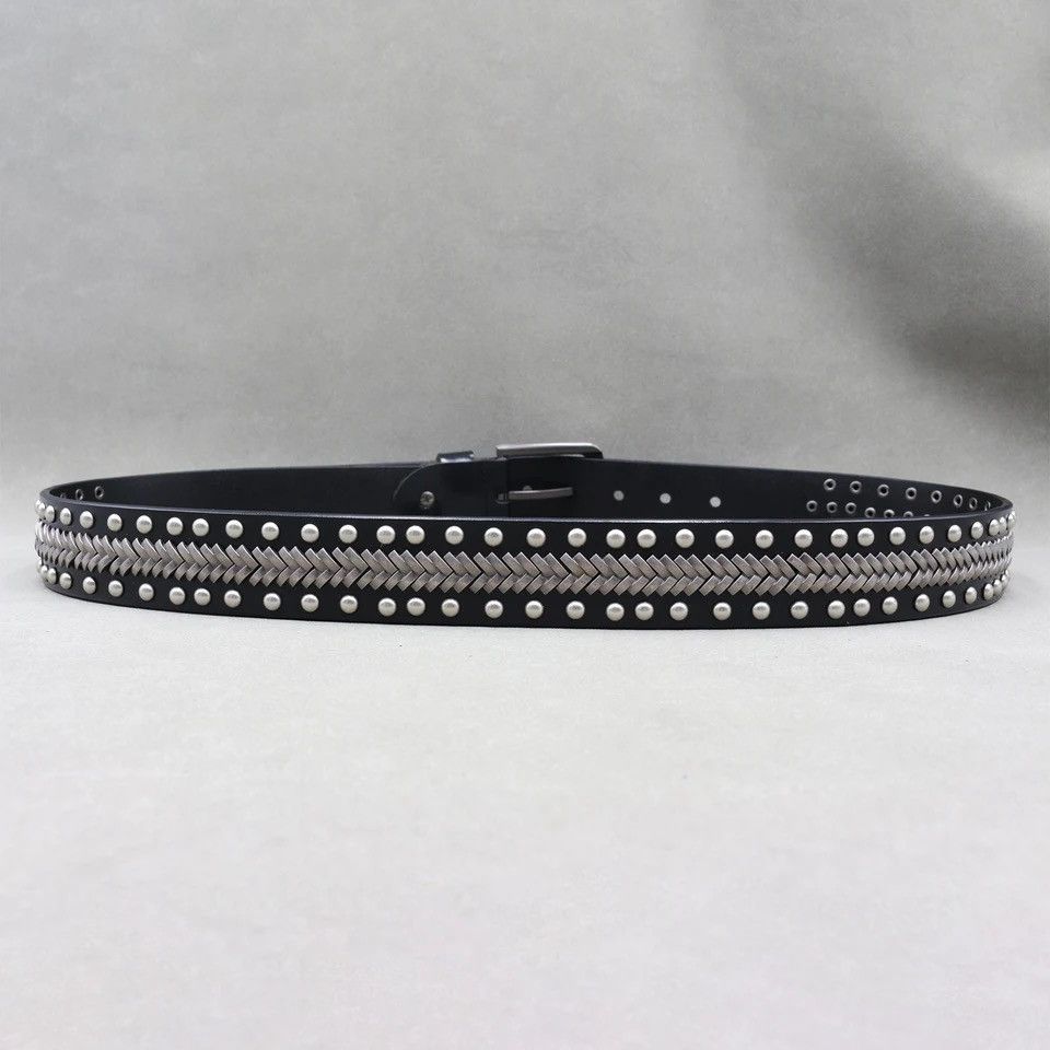 Other Rivets Decorated Twist Leather Belt Size ONE SIZE - 3 Thumbnail