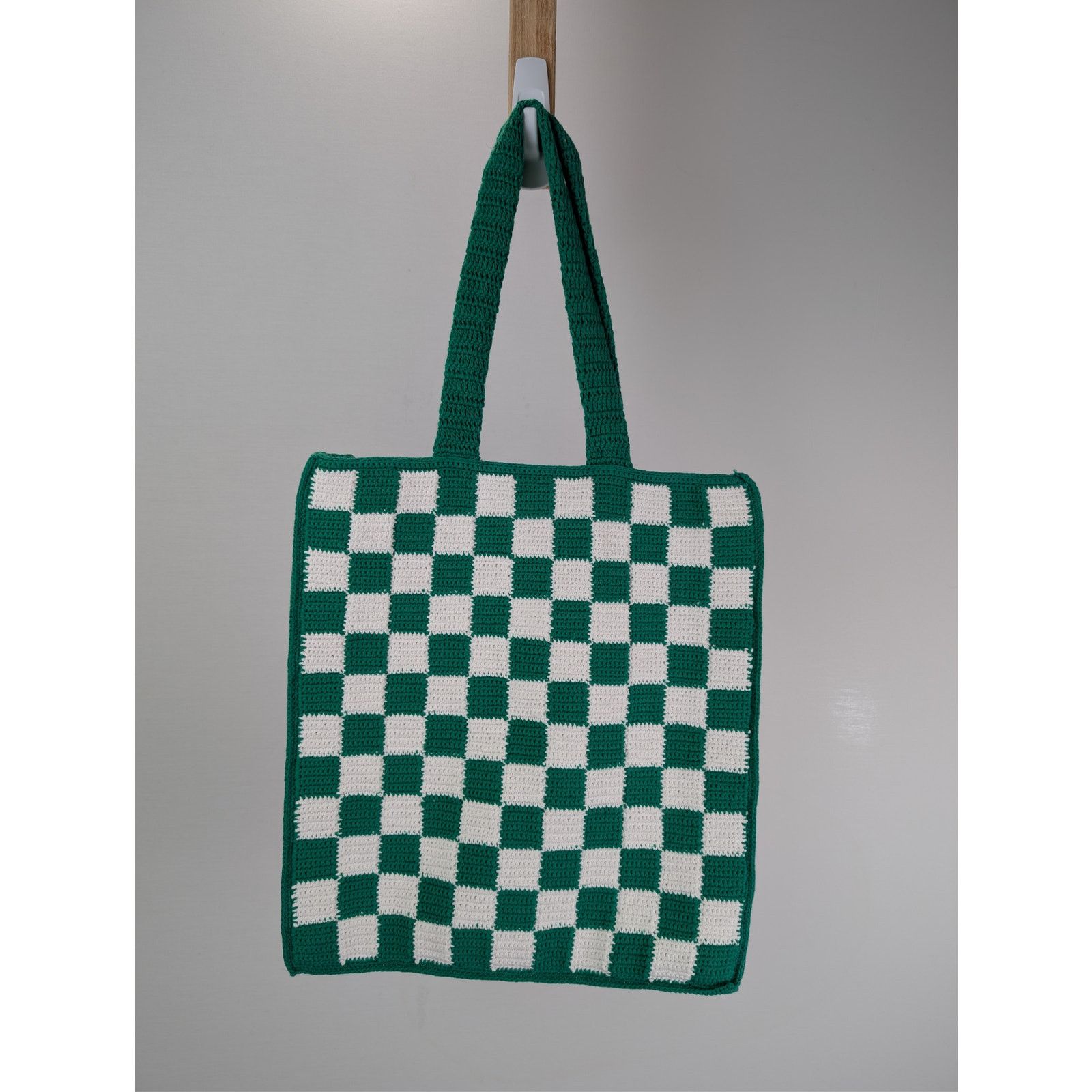 Casablanca o1rshd1 Size: OS / crochet cotton tote bag in green & white Size ONE SIZE - 12 Thumbnail