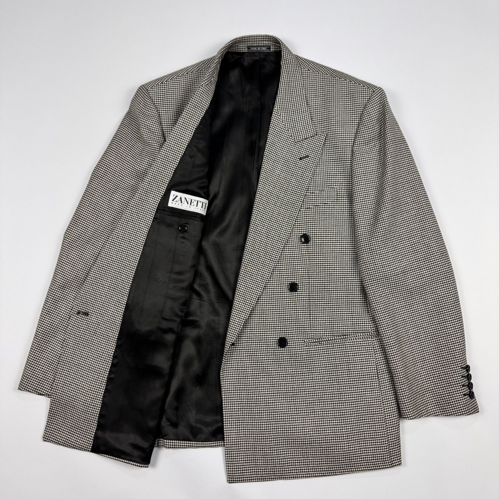 Zanetti Zanetti Italy DB Blazer 52R Silk Wool Houndstooth Sport Size 50R - 2 Thumbnail