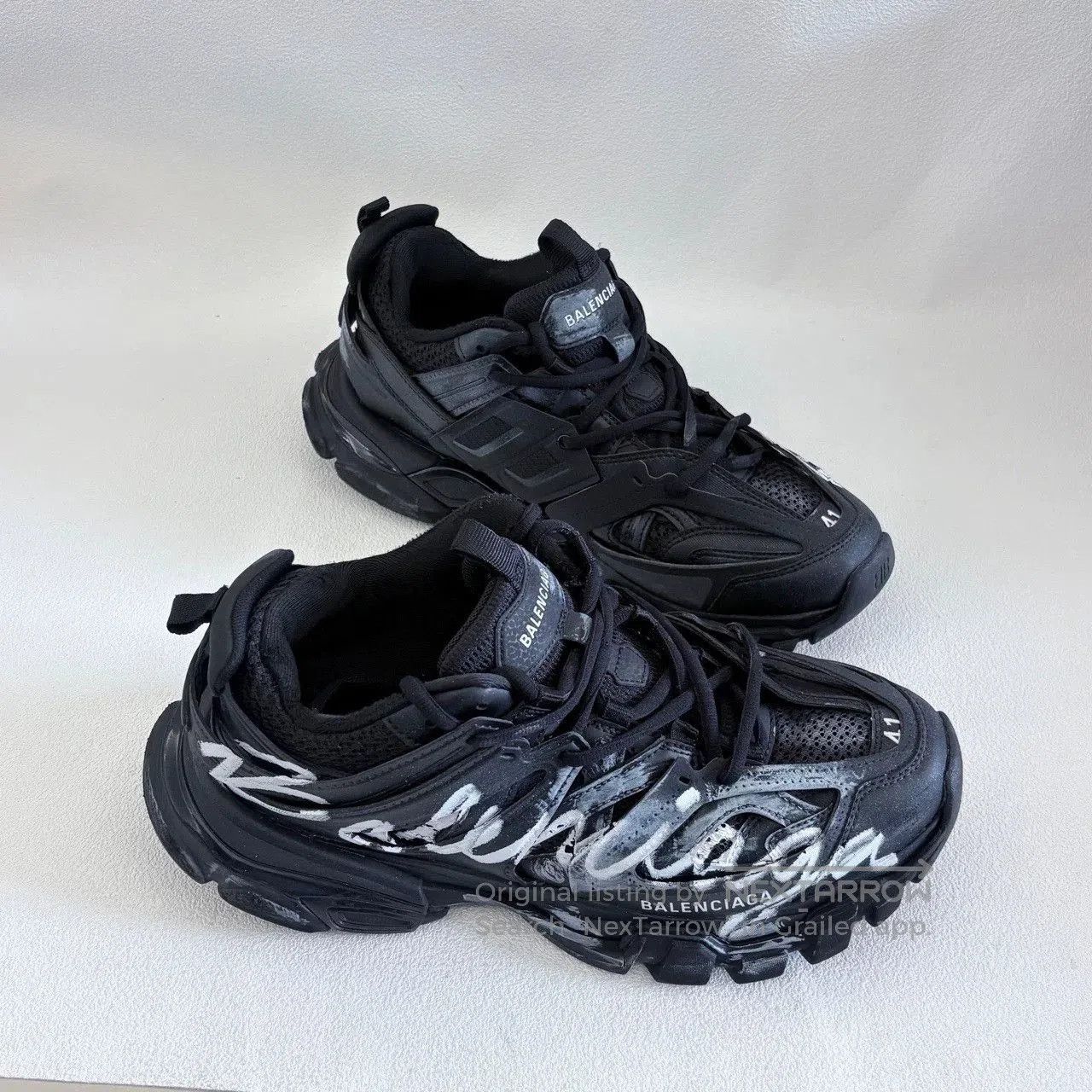 Balenciaga balenciaga track signature black and white sneakers. Size US 9 / EU 42 - 6 Thumbnail