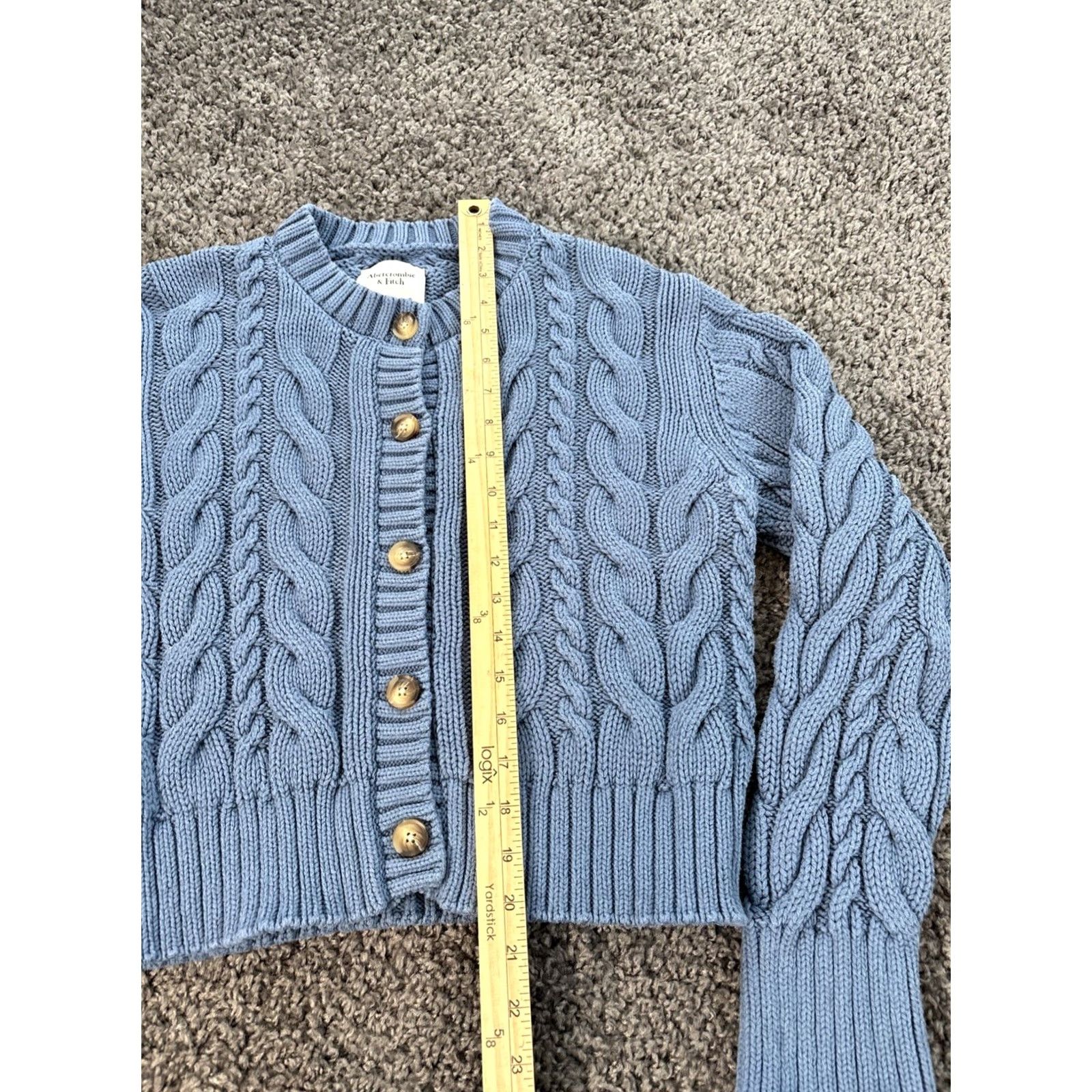 Abercrombie & Fitch Abercrombie & Fitch Cardigan Sweater Womens XL Blue Chunky-Knit Fisherman Button Size XL / US 12-14 / IT 48-50 - 2 Thumbnail
