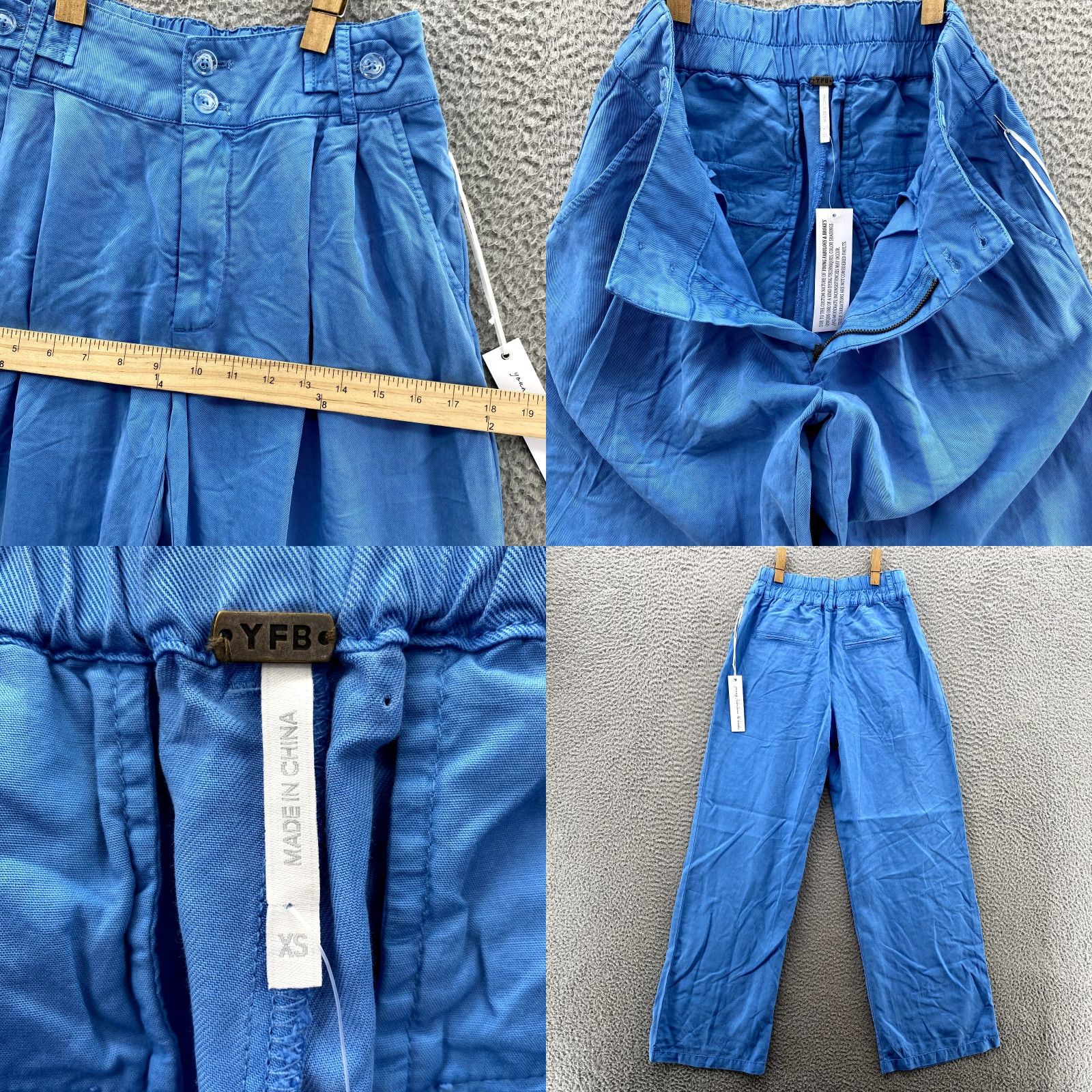 Young Fabulous & Broke VINTAGE Young Fabulous & Broke Linen Blend Pants Women XS Blue Wide-Leg 90s Lagenlook Boho Chic 90s Womens XS Blue Size 26" / US 2 / IT 38 - 8 Thumbnail