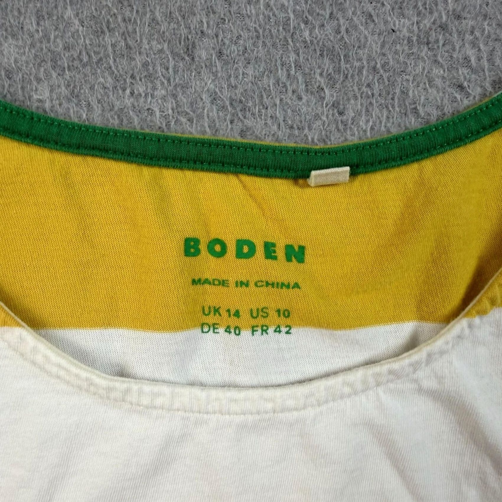 Boden Boden Shirt Women 10 Yellow Stripe Short Sleeve Cotton Tee Jersey Casual READ Size L / US 10 / IT 46 - 3 Thumbnail