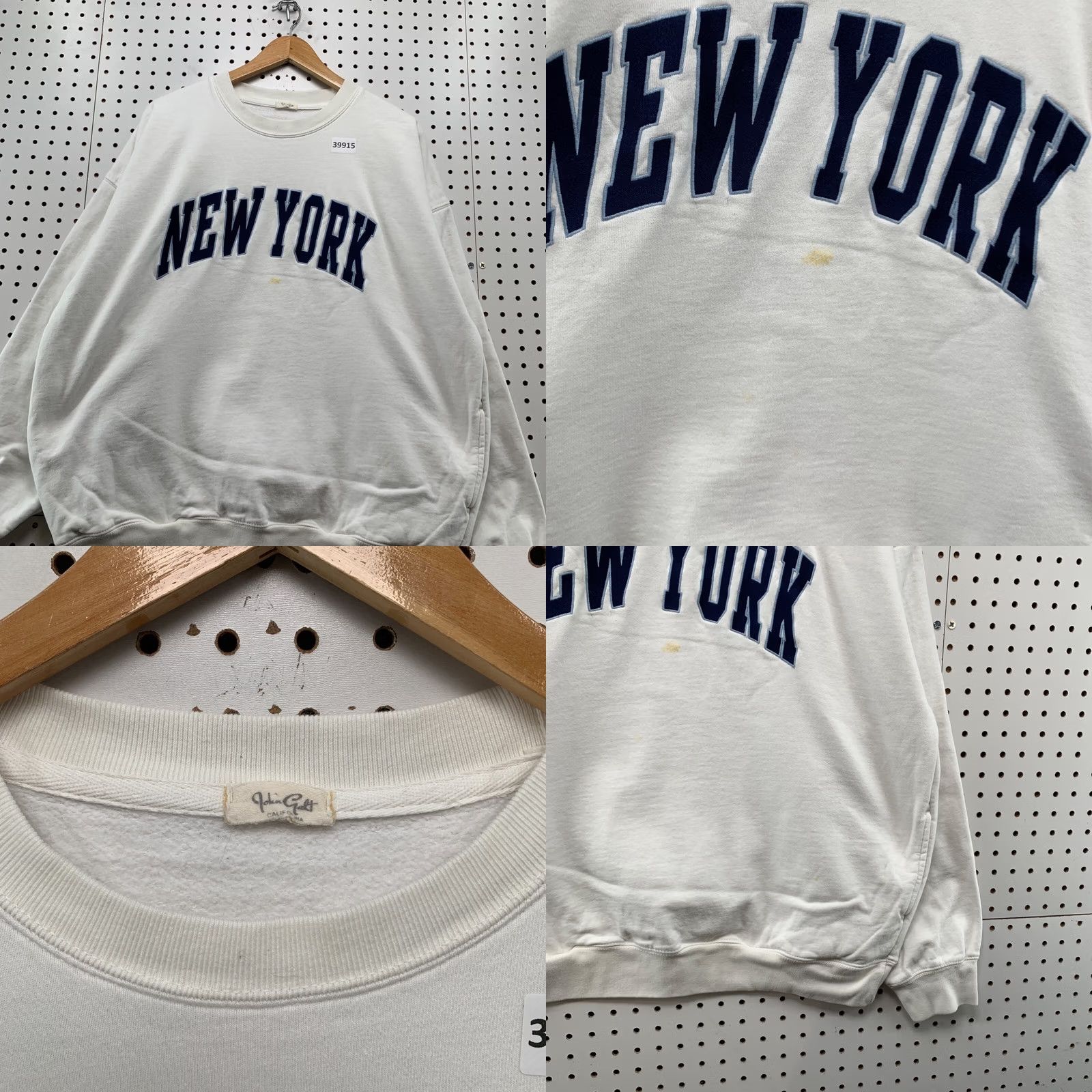 Brandy Melville John Galt New York Sweatshirt Womens One Size White Pockets Embroidered Size ONE SIZE - 8 Thumbnail