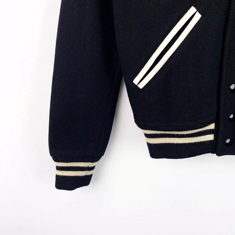 Saint Laurent Paris Saint Laurent Paris Black striped stand-up collar single-b Size S / US 4 / IT 40 - 4 Thumbnail