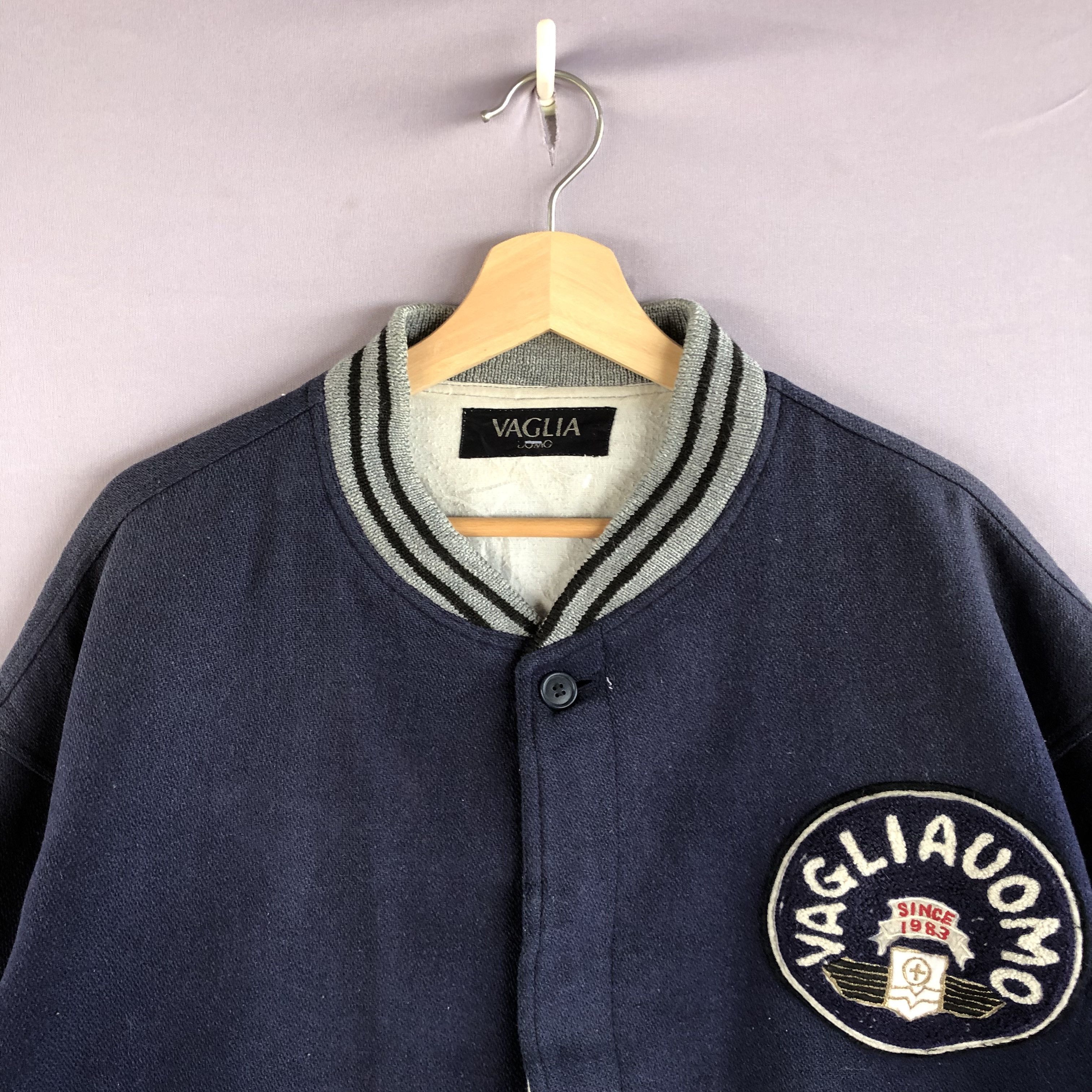 Vintage Vintage 90s Vaglia UOMO Japanese Varsity Wool Bomber Jacket Size US L / EU 52-54 / 3 - 4 Thumbnail