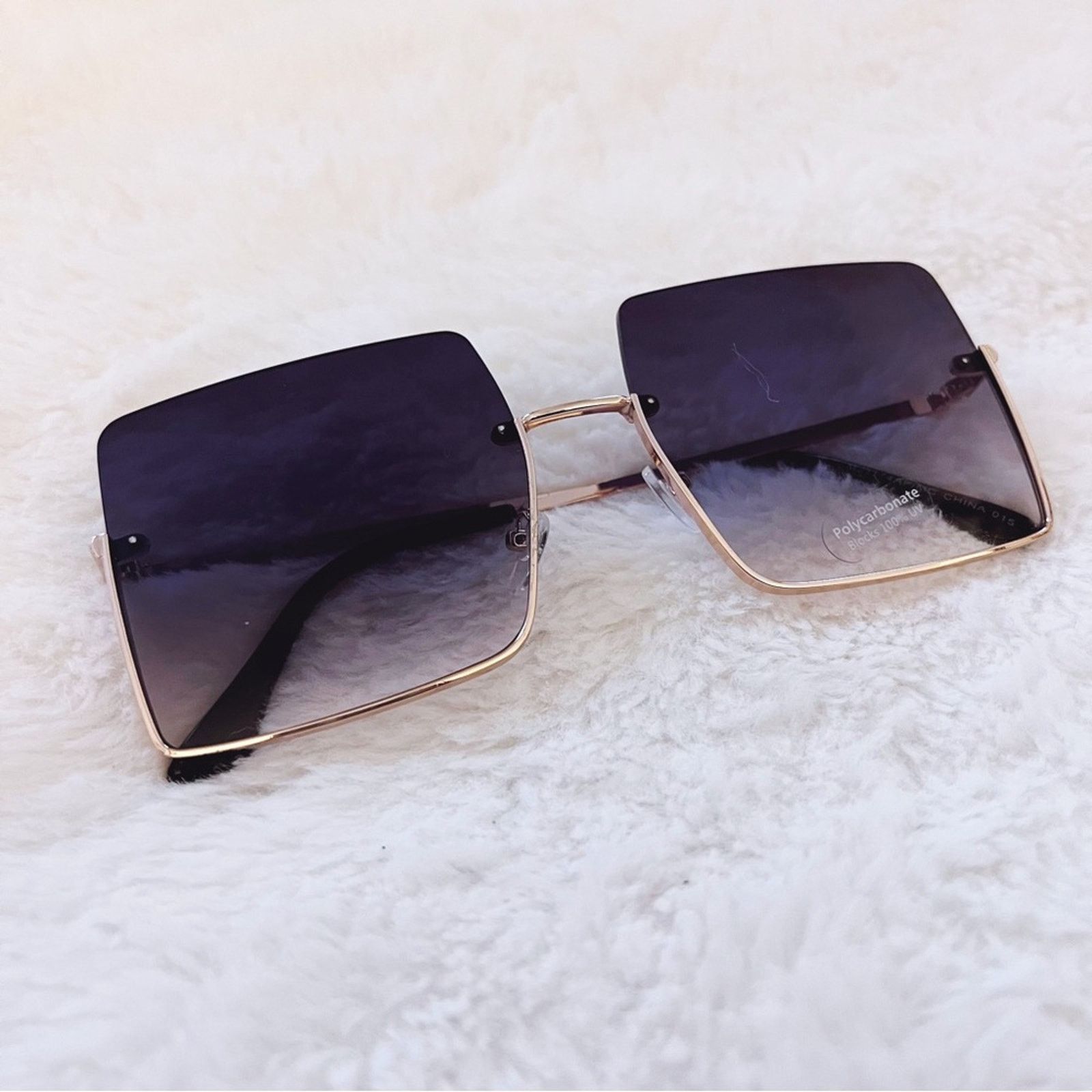 Other Blair Black Modern Rectangle Half Rim Sunglasses Size ONE SIZE - 3 Thumbnail