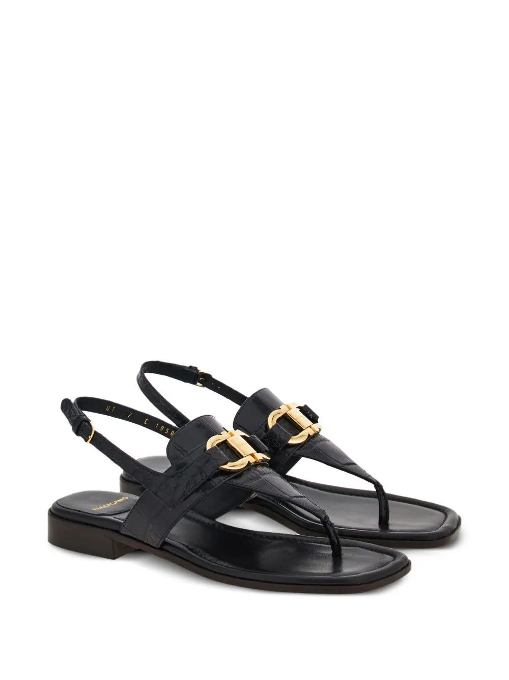 Salvatore Ferragamo o1y0426 Slingback Thong Sandals in Black Size US 5 / IT 35 - 2 Thumbnail