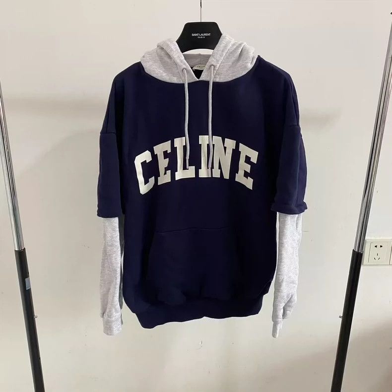 Celine Celine Blue-gray color-block hooded sweatshirt 2503-Nextarr Size US XS / EU 42 / 0 - 1 Thumbnail