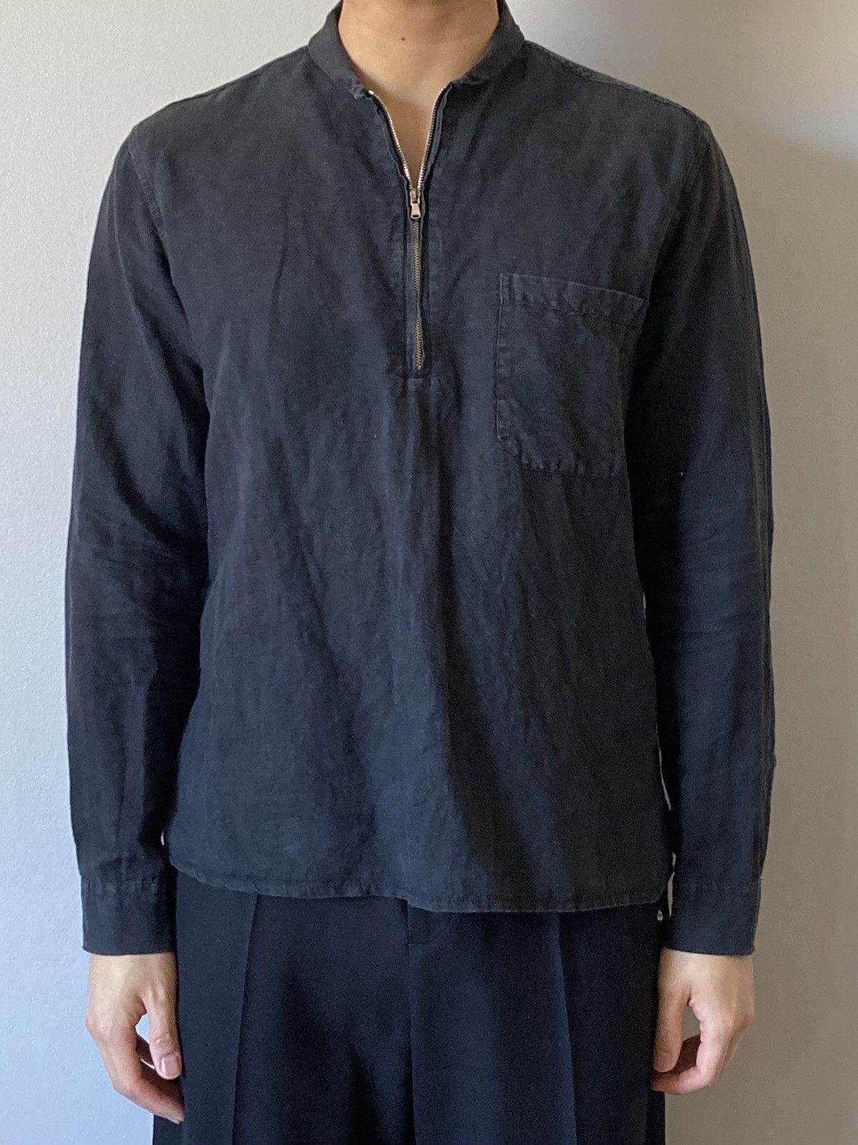Pre-owned Our Legacy Zip Shawl Shirt - Black Linen