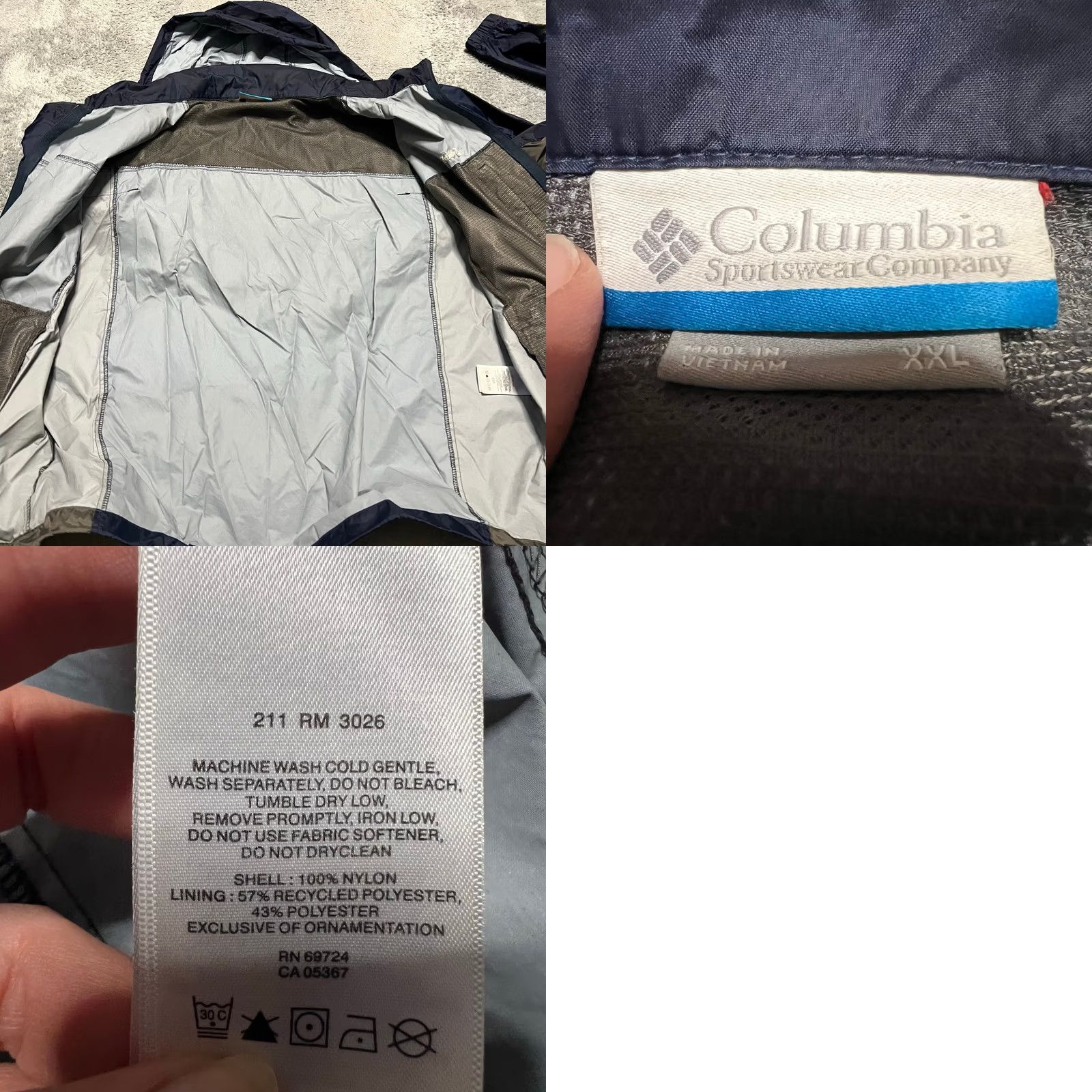 Vintage Columbia Jacket Windbreaker Blue Coat Nylon Rain Hooded Mens XXL Vented Modern2XL Size US XXL / EU 58 / 5 - 8 Thumbnail