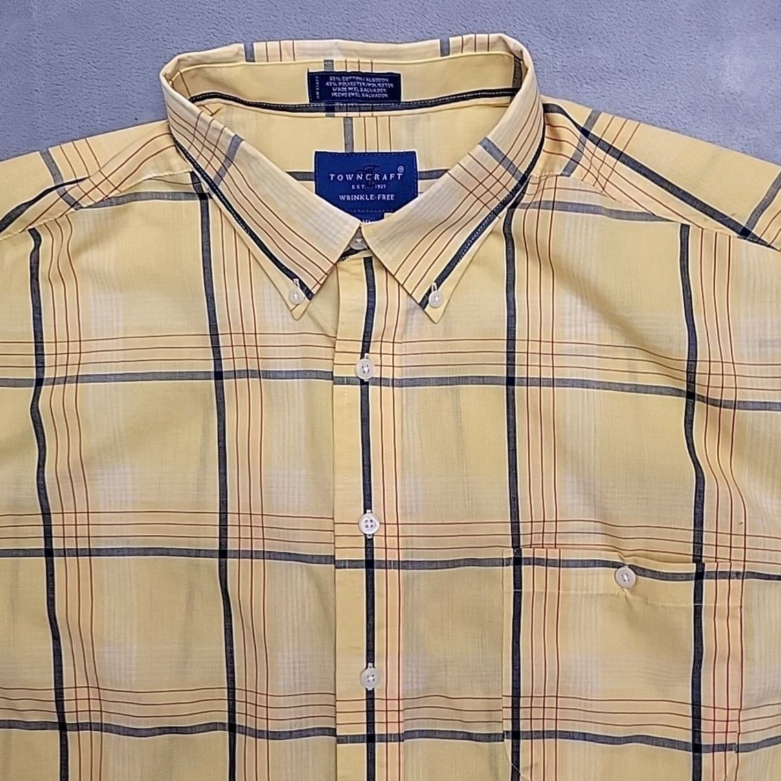 Vintage VINTAGE Towncraft Shirt Mens XL Yellow Plaid Button-Up Short Sleeve Casual Size US XL / EU 56 / 4 - 3 Thumbnail