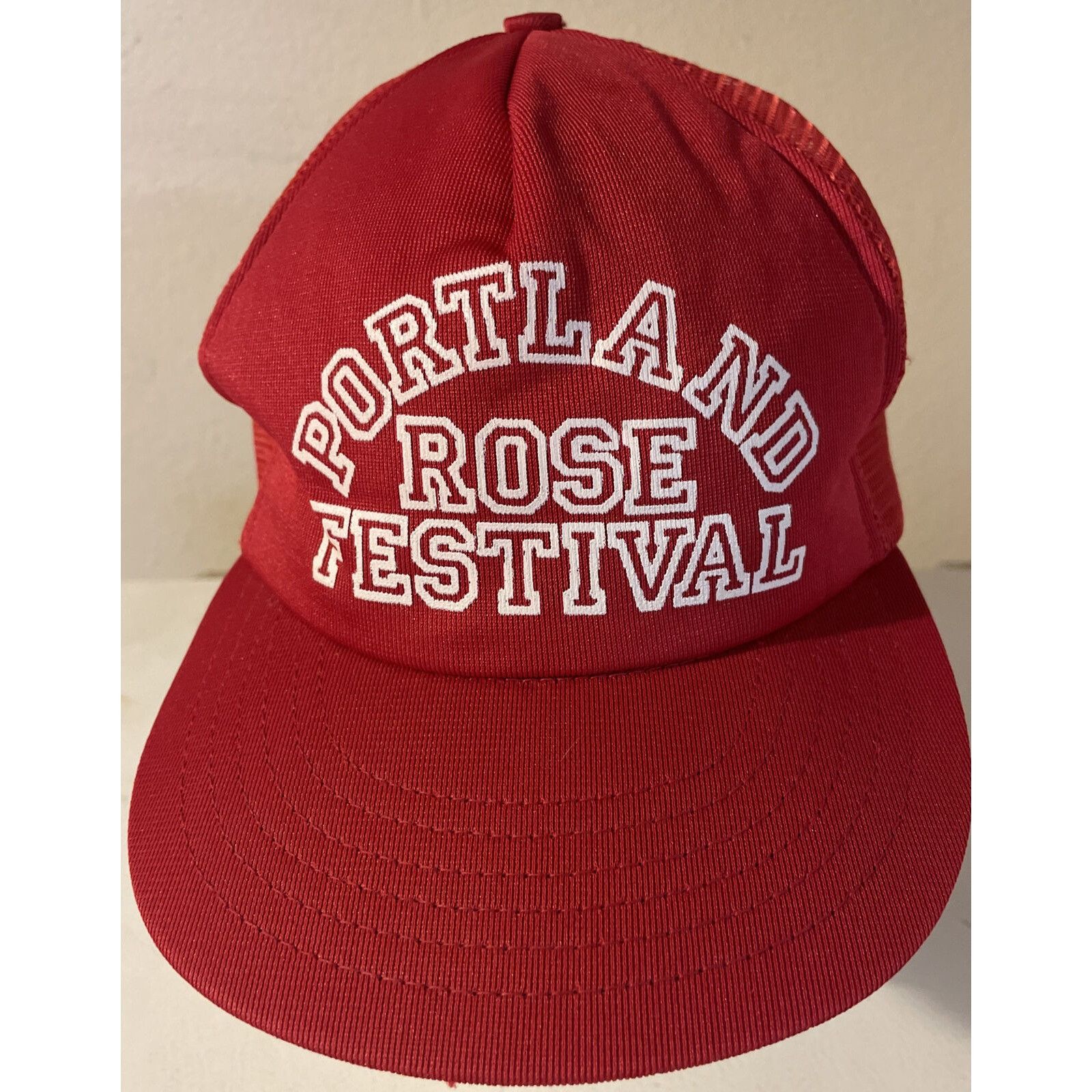 image of Vintage Portland Rose Festival Red Oregon Trucker Hat Snapba, Men's