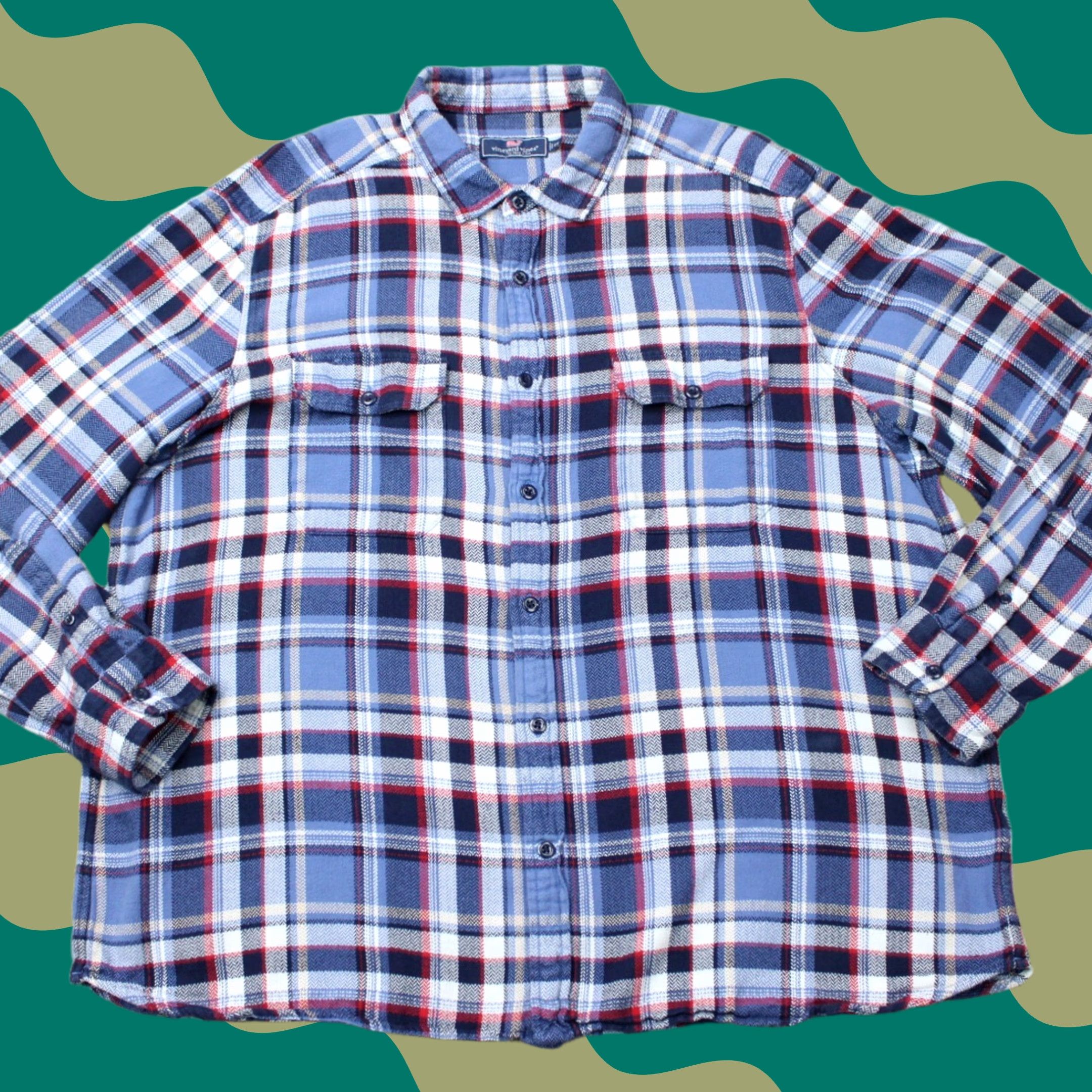 Vineyard Vines Vineyard Vines Shirt Mens 2XL XXL Blue/Red Plaid Flannel 100% Cotton Long Sleeve Button-Up Shirt Mens Size US XXL / EU 58 / 5 - 1 Thumbnail