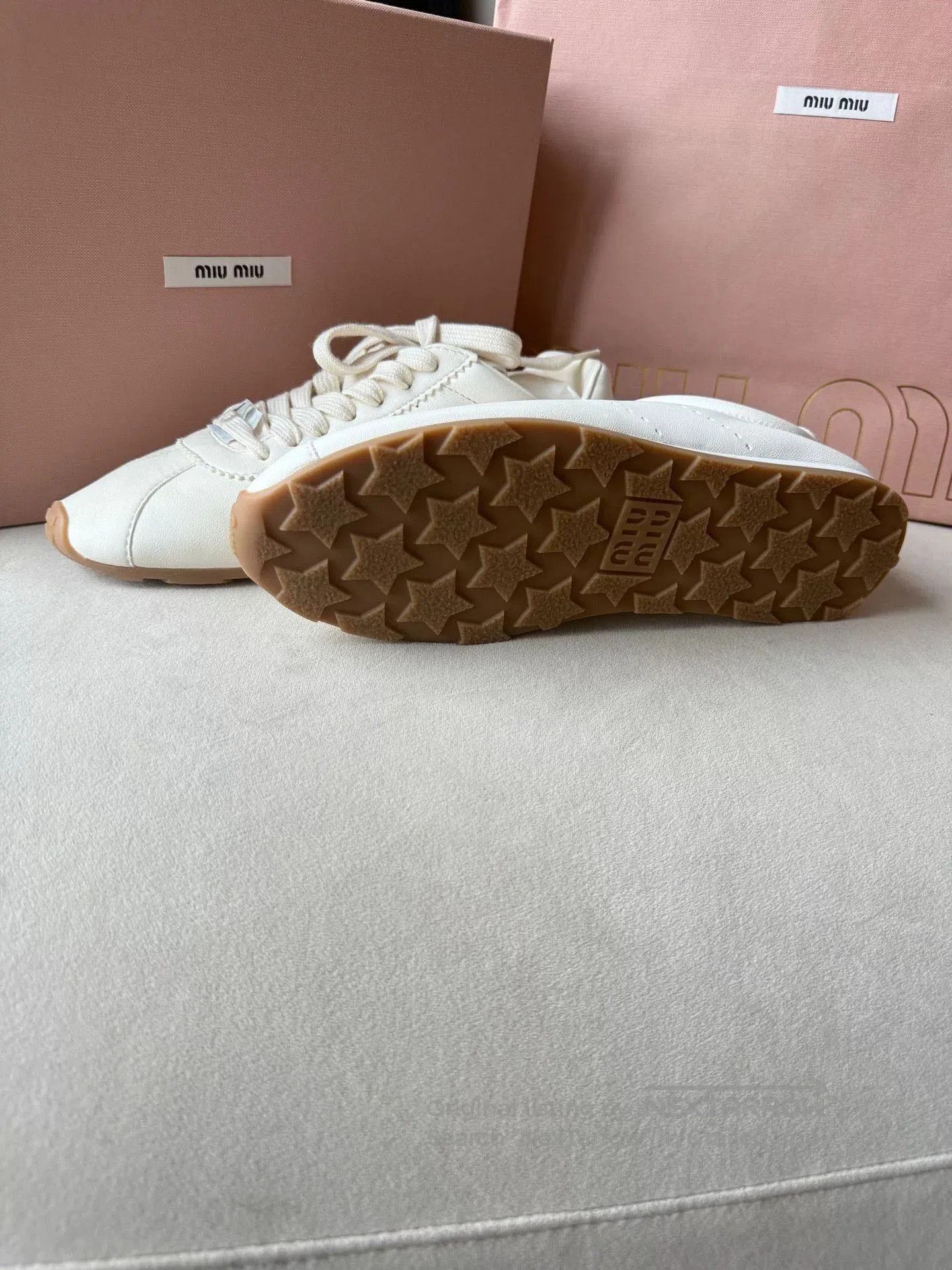 Miu Miu MiuMiu White Leather Sneakers. Size US 7 / IT 37 - 6 Thumbnail
