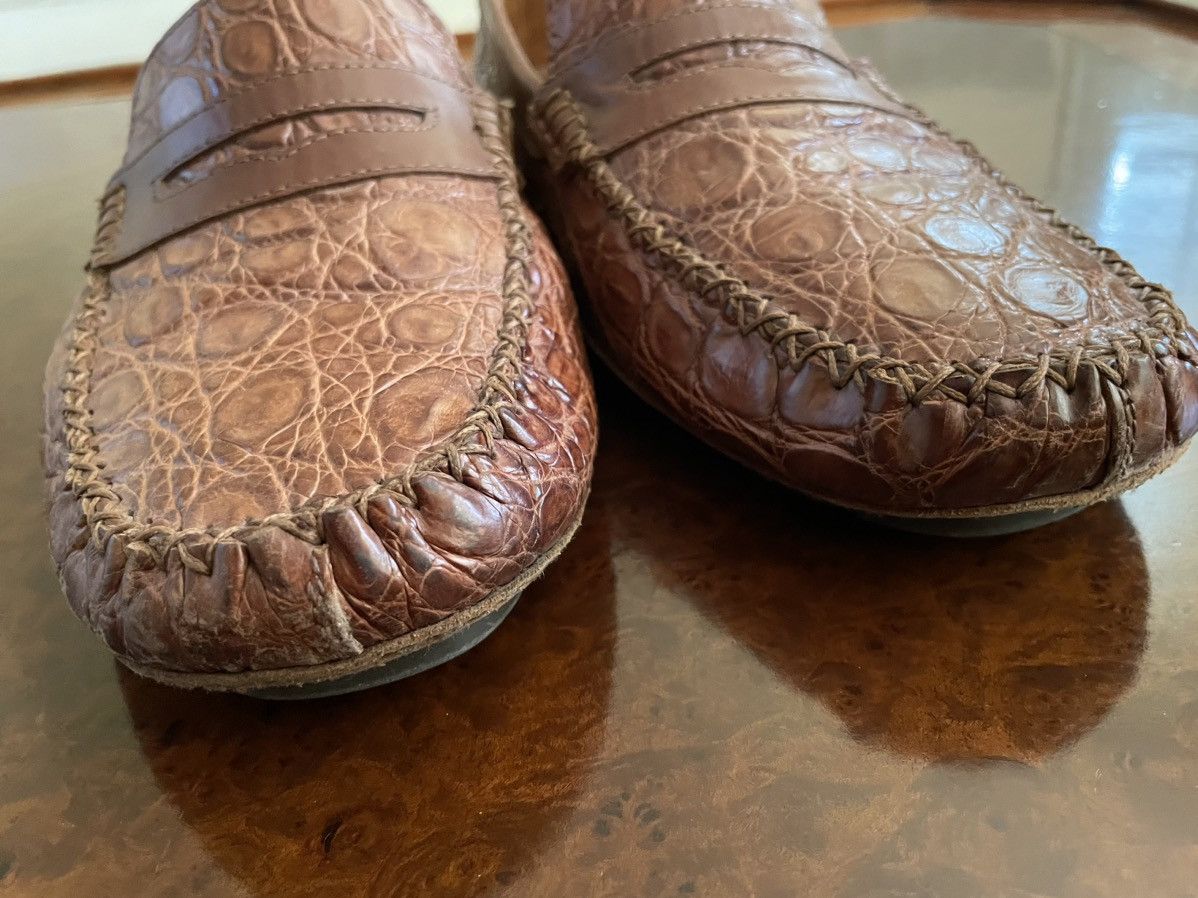 Zelli Crocodile Driving Loafers Size US 11.5 / EU 44-45 - 5 Thumbnail